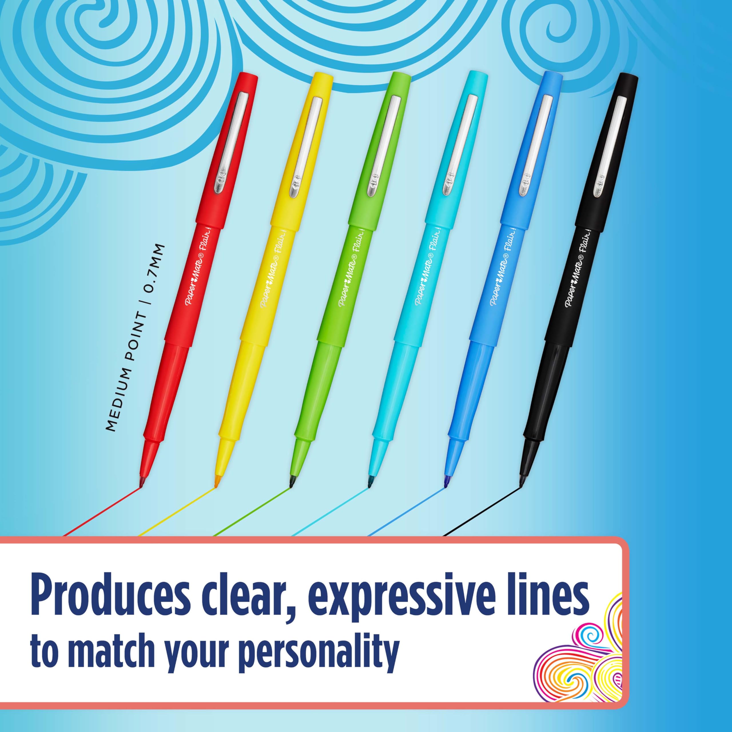 Paper Mate Flair Felt Tip Pens - Medium Point 0.7 mm Assorted Retro Colouring Pens, 16 Count 3