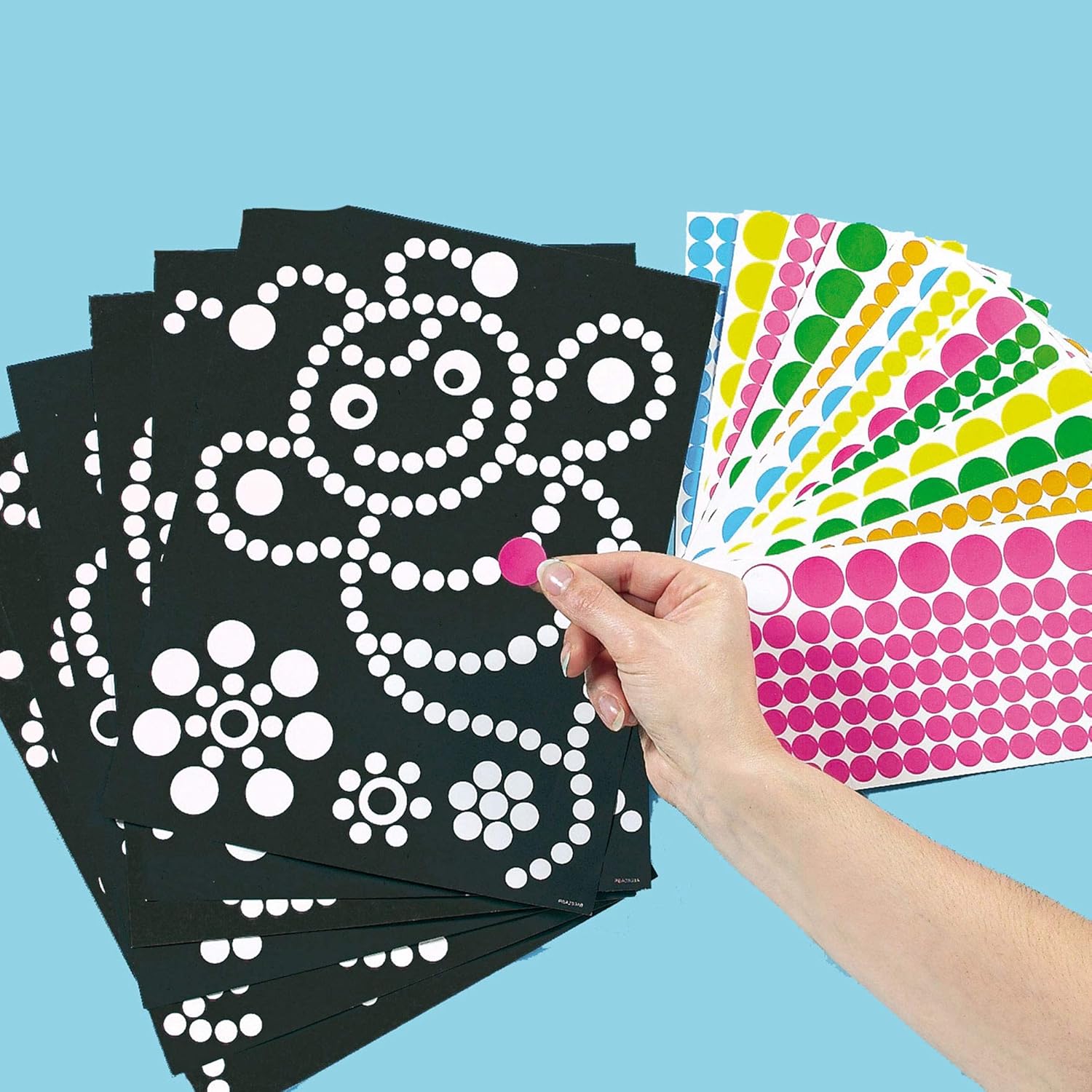 Baker Ross Dotty Sticker Art - Pack of 8 Windmill Craft Kits for Kids, Vinyl Sticker Sheets & Blank Pinwheels, 39cm