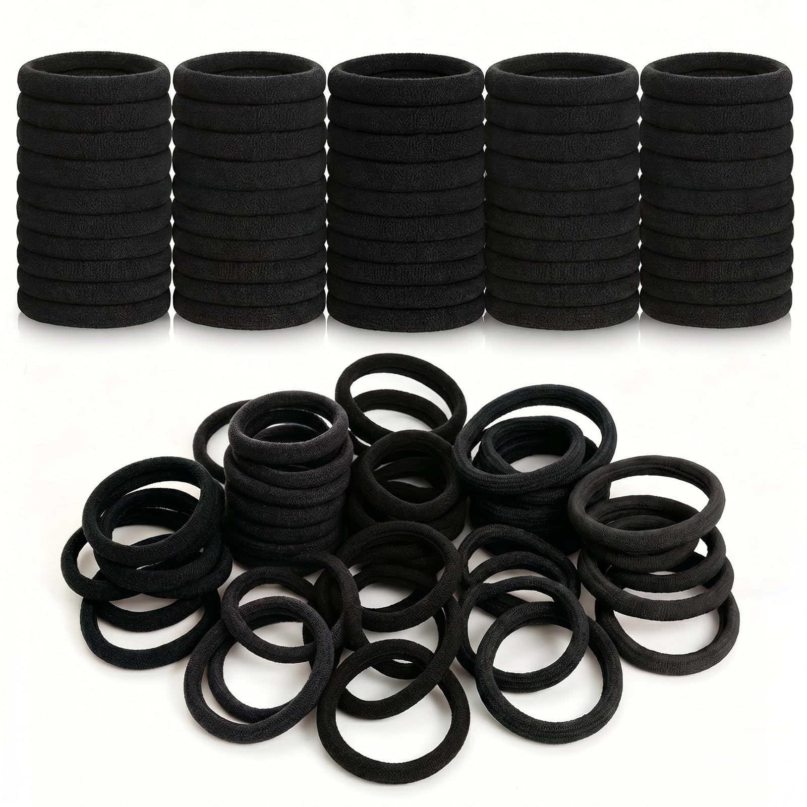 Lafefe 30 Pcs Thick Seamless Hair Bobbles - Strong Elastic Hold | Black | Medium Size