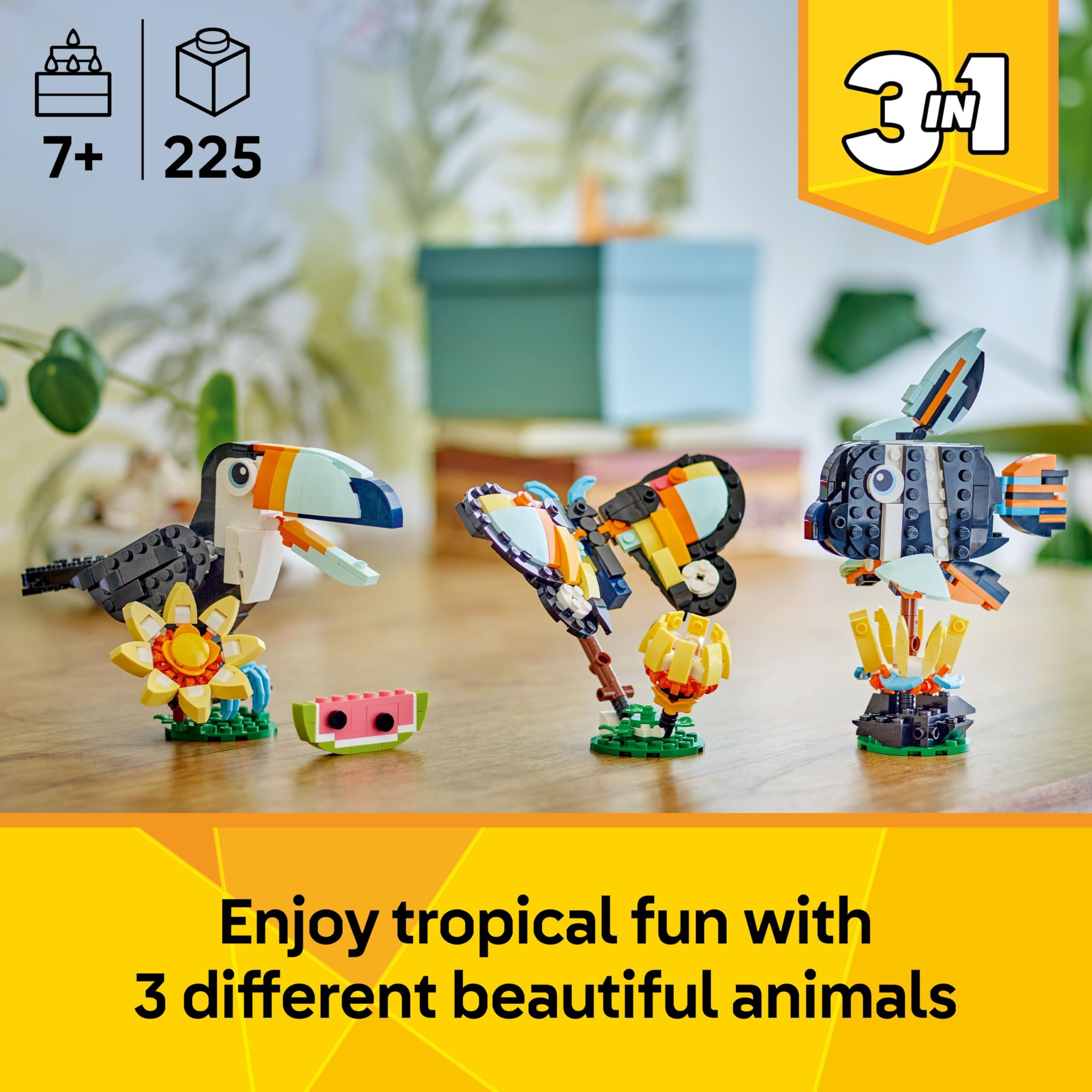 LEGO Creator 3in1 Wild Animals: Tropical Toucan with Flower Building Set - 225 Pieces