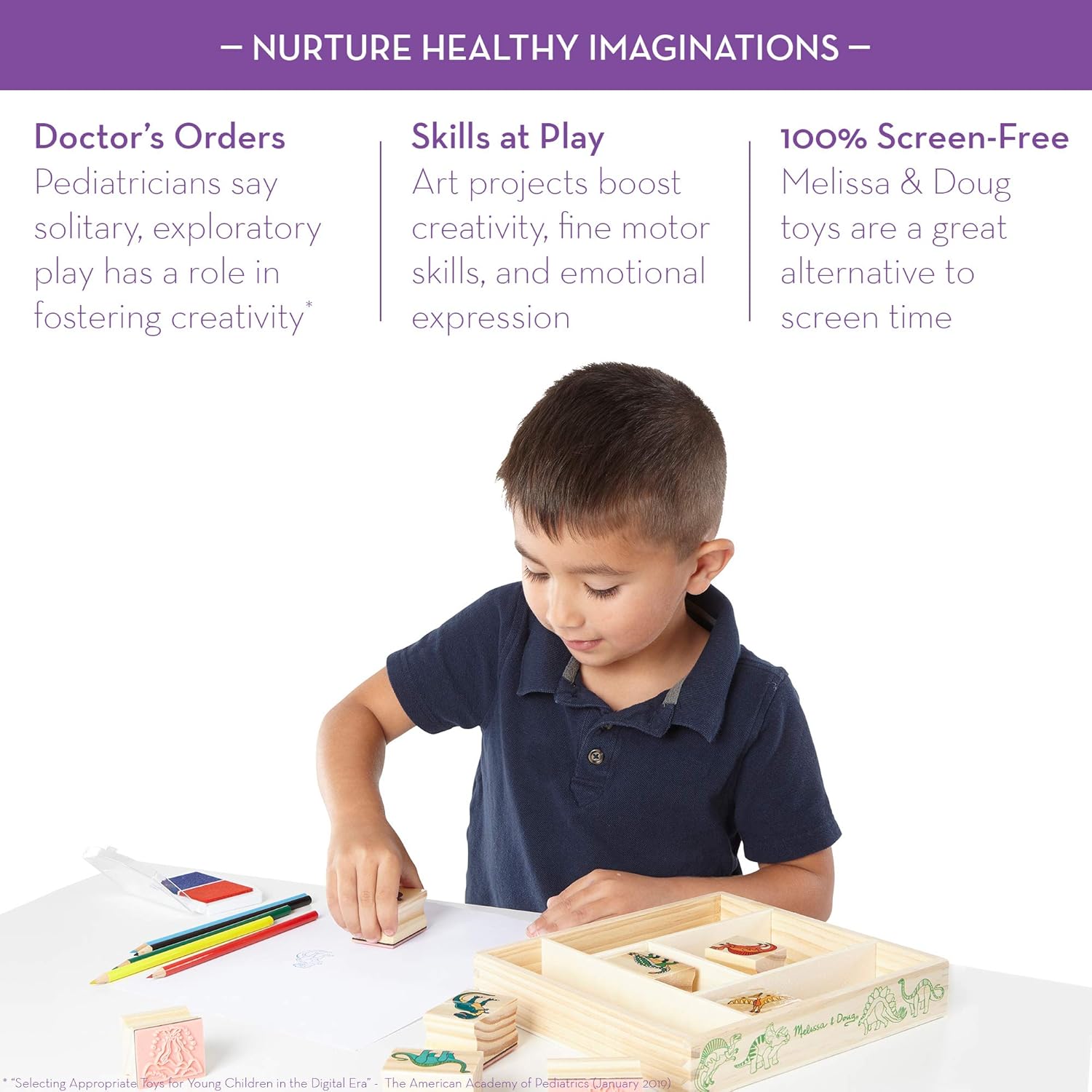 Melissa & Doug Dinosaur Stamp Set - 8 Stamps, 2-Color Inkpad & Colored Pencils, Ages 4+ 6