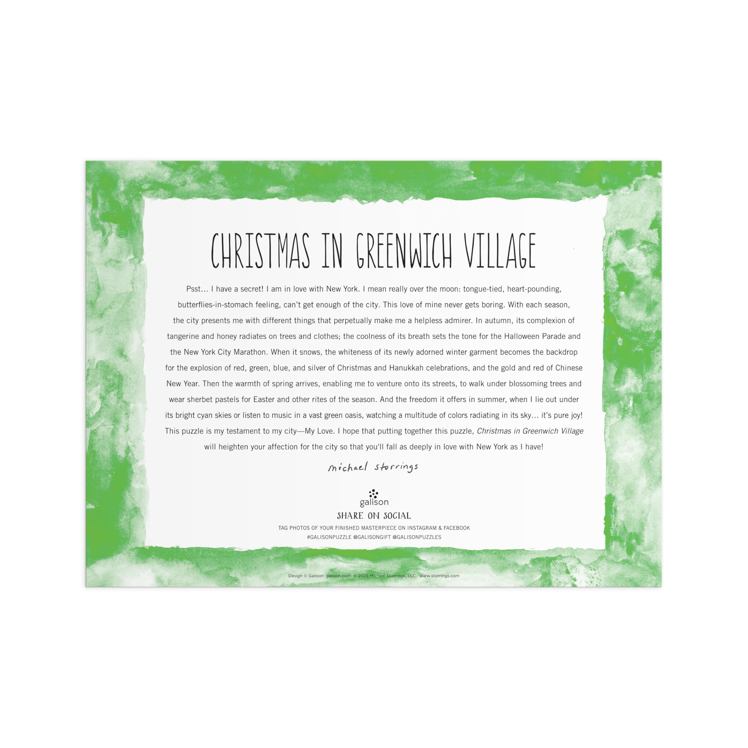 Galison Christmas in Greenwich Village – 1000 Piece Michael Storrings Jigsaw Puzzle
