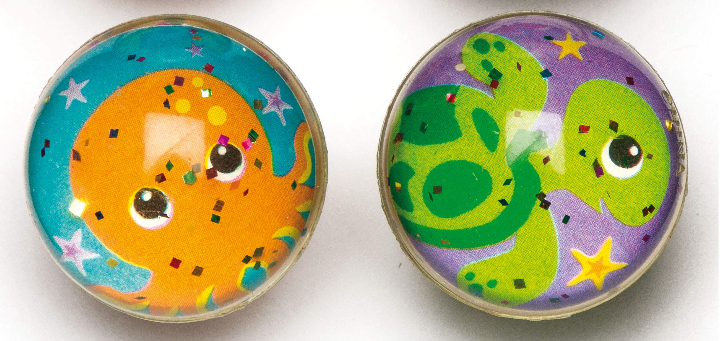 Baker Ross Sea Life Glitter Jet Bouncy Balls - Pack of 8 | 3 cm Diameter | Ages 3+ 4