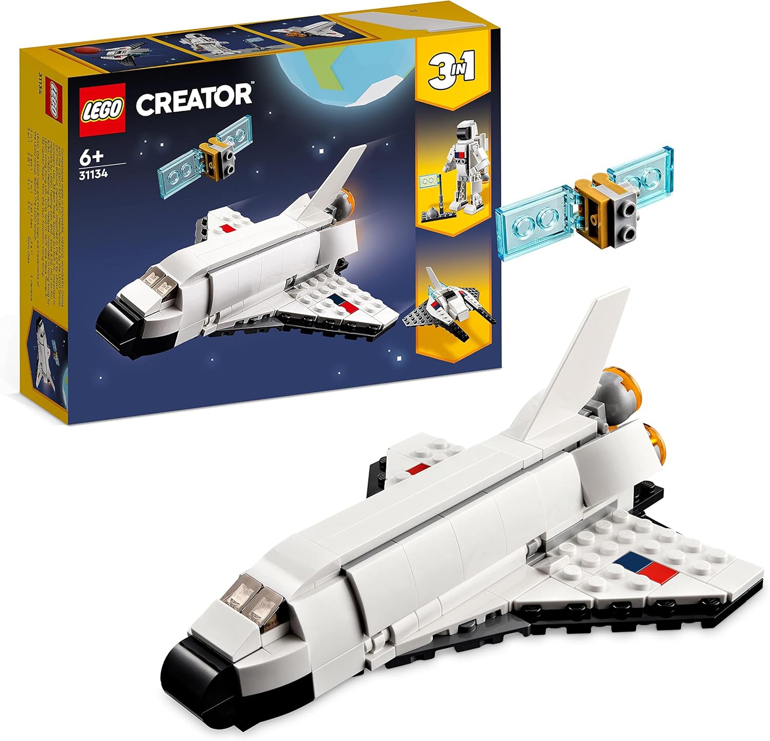 LEGO 31134 Creator 3 in 1 Space Shuttle Toy - Rebuildable Space Playset for Kids 6+