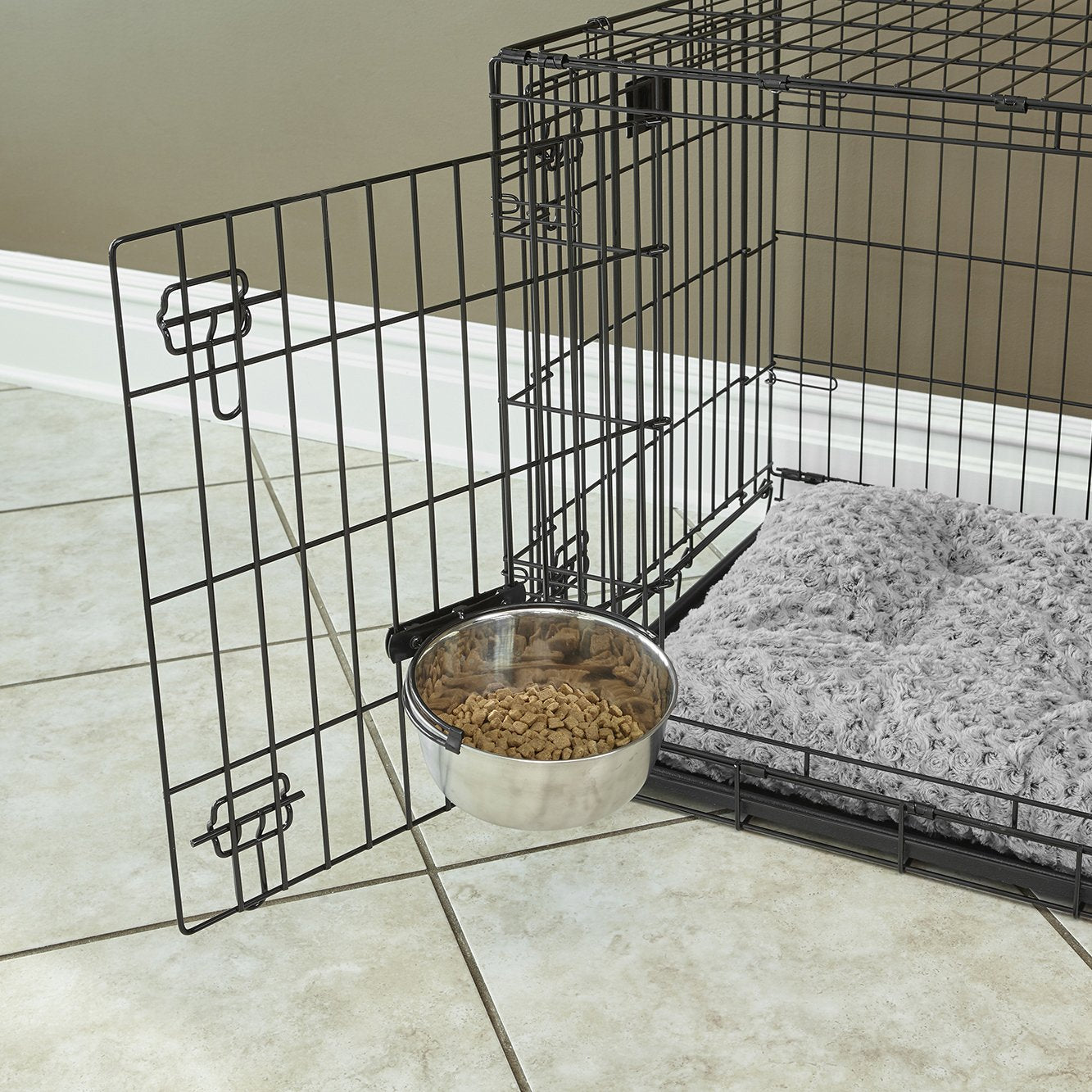 MidWest Homes for Pets Snap'y Fit Stainless Steel Bowl - Spill Proof | 20 oz Capacity | Attaches to Crate 2