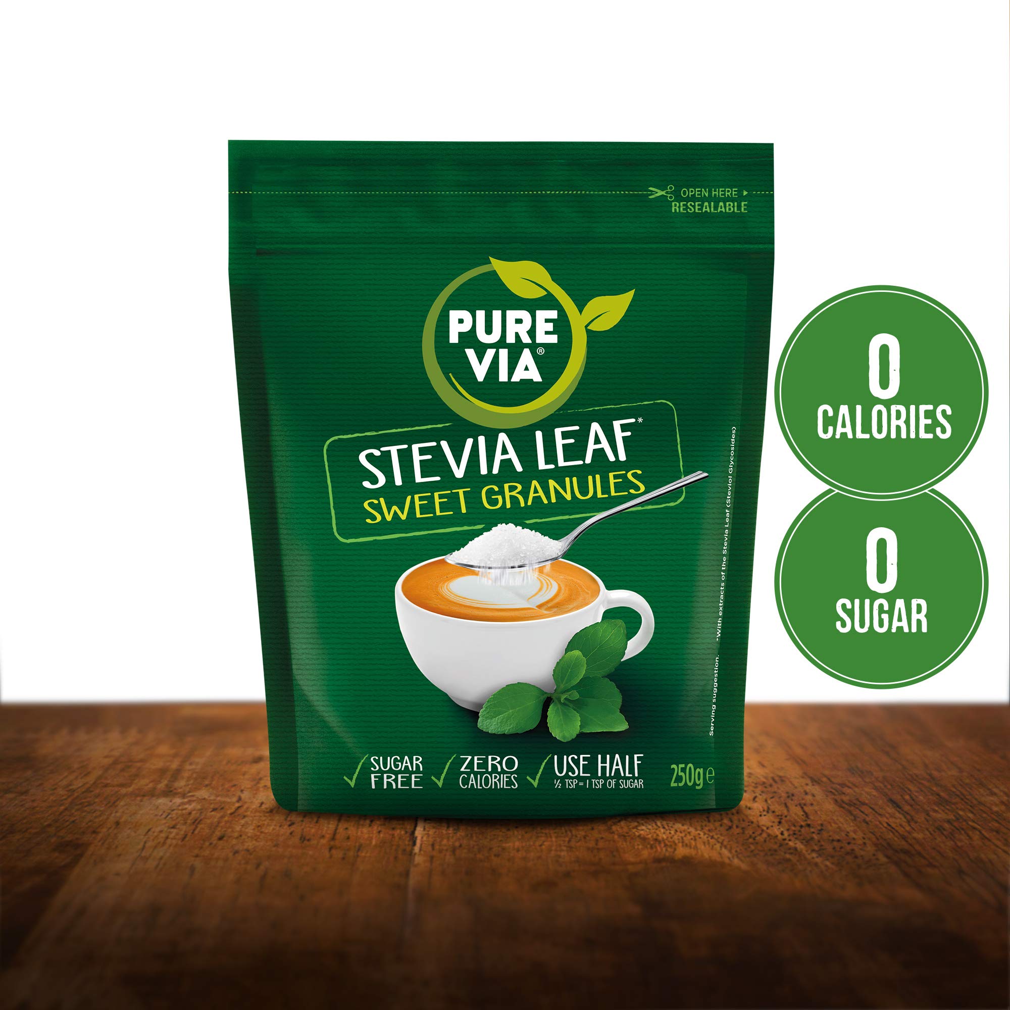 Pure Via Stevia Leaf Sweet Granules - Zero Calorie Sweetener | 250g | Gluten & Sugar Free 2
