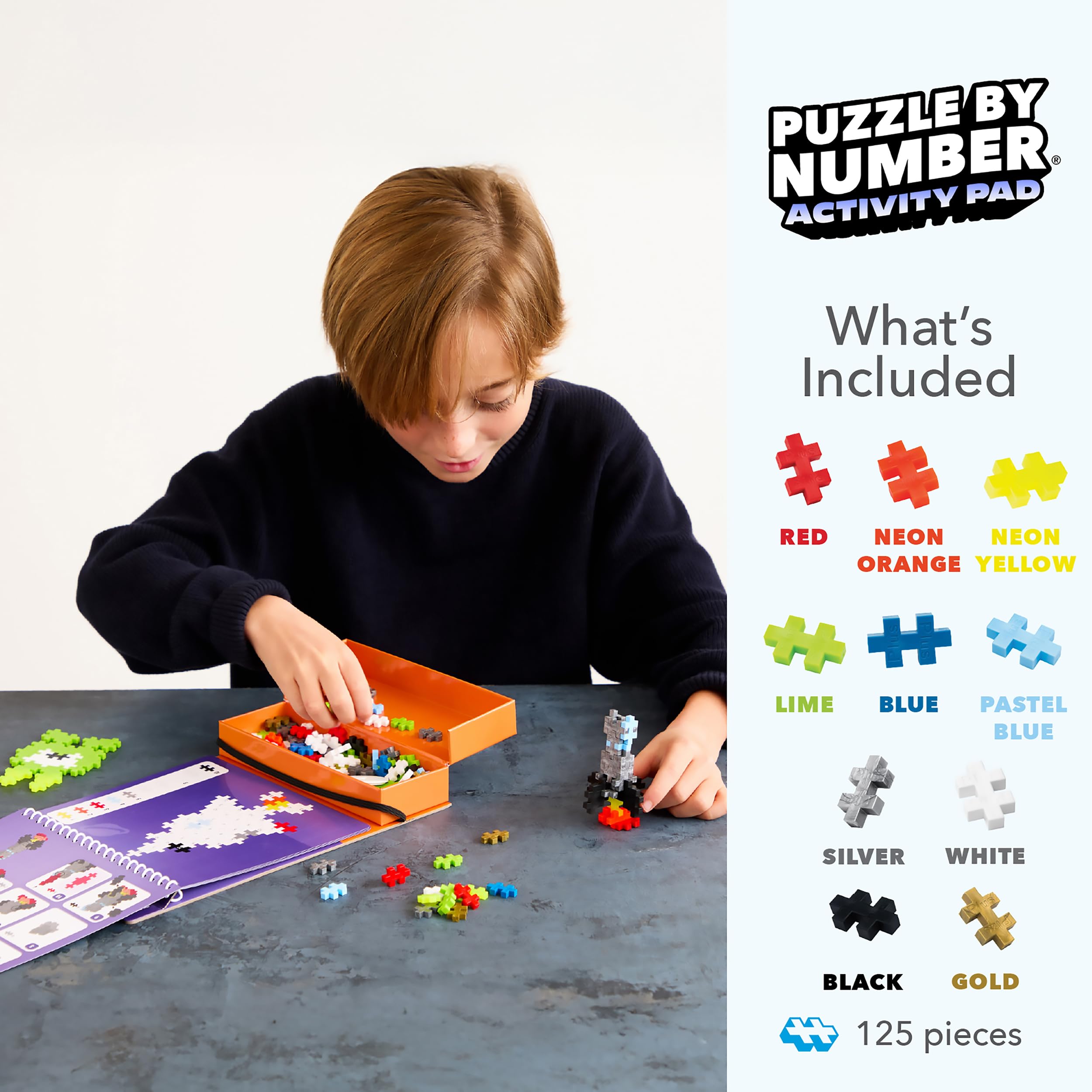 PLUS PLUS Puzzle by Number Activity Pad - 125-Piece Travel Building Set for Kids 5+ 5