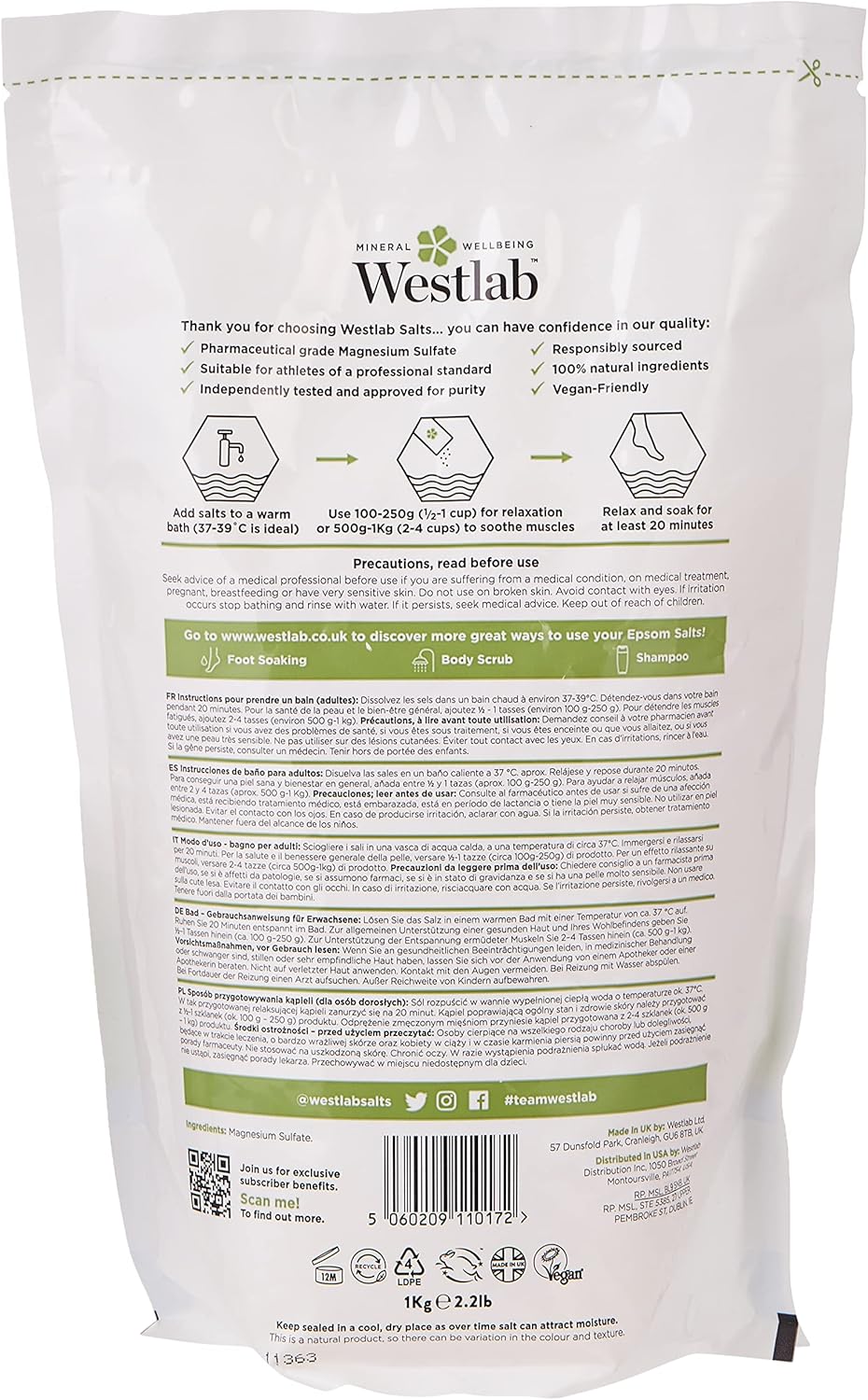 Westlab Reviving Epsom Salt (1kg) 9