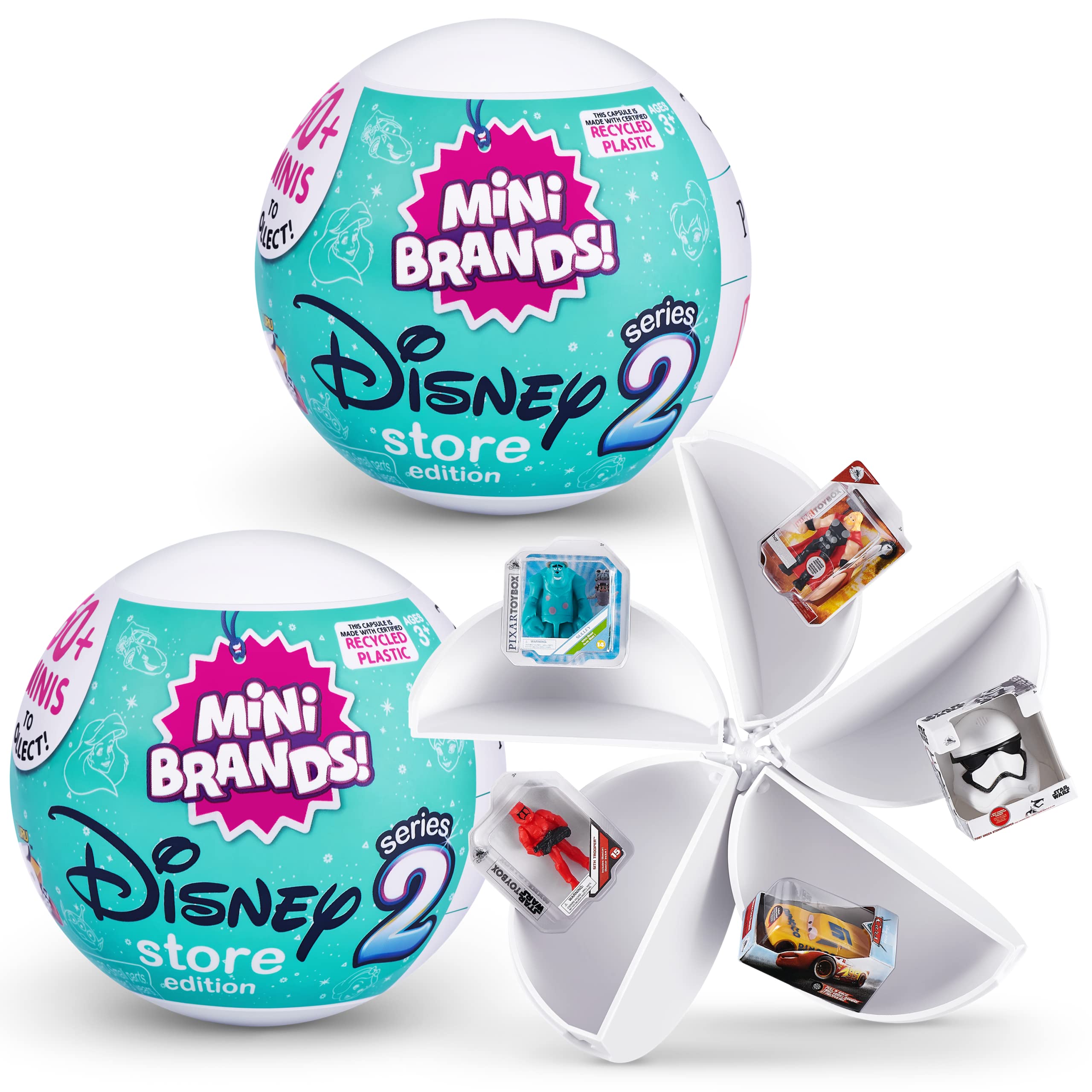 Mini Brands 5 Surprise Disney Store Serie 2 Überraschungskapsel (2er-Pack) - 5 Mystery Miniatures Collectible Toy