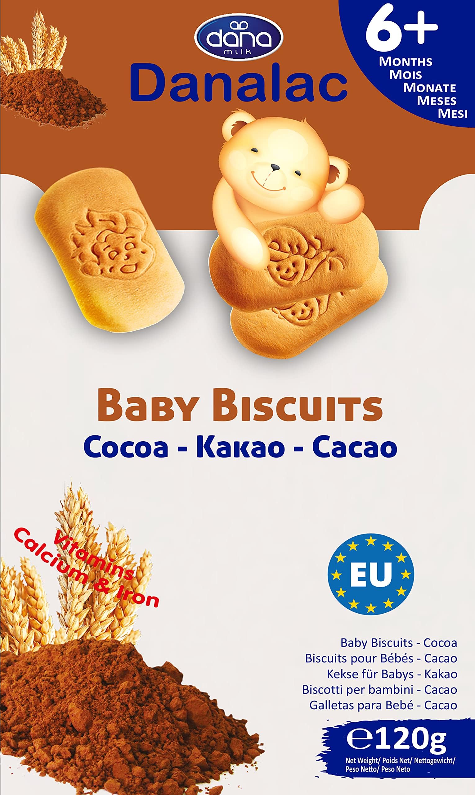 Danalac Cocoa Baby Biscuits 120g - Finger Food Snack for Toddlers 6+ Months 1
