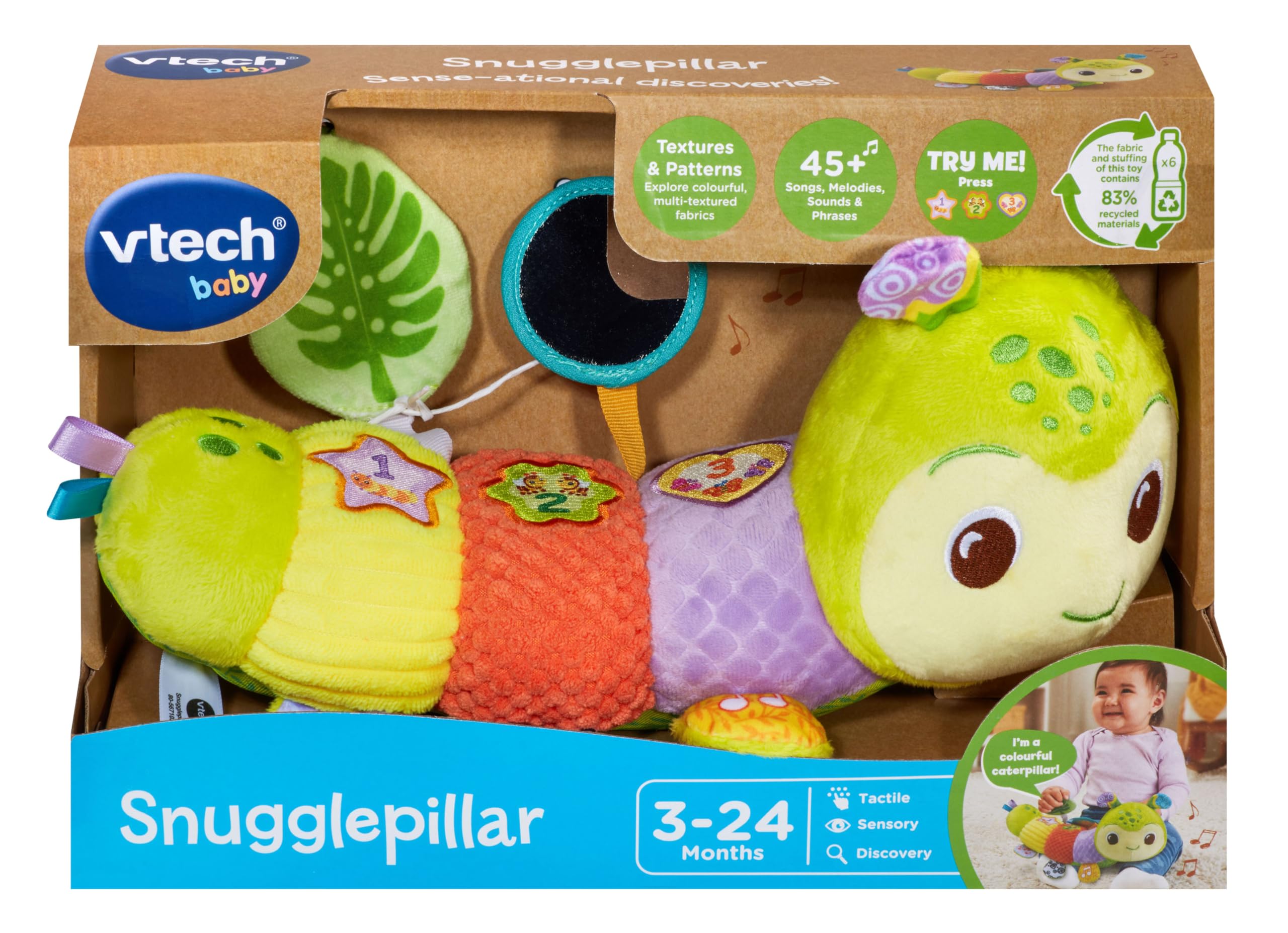 VTech Snugglepillar Sensory Caterpillar Toy - 7 Textures & Educational Lights for 3M+ 4