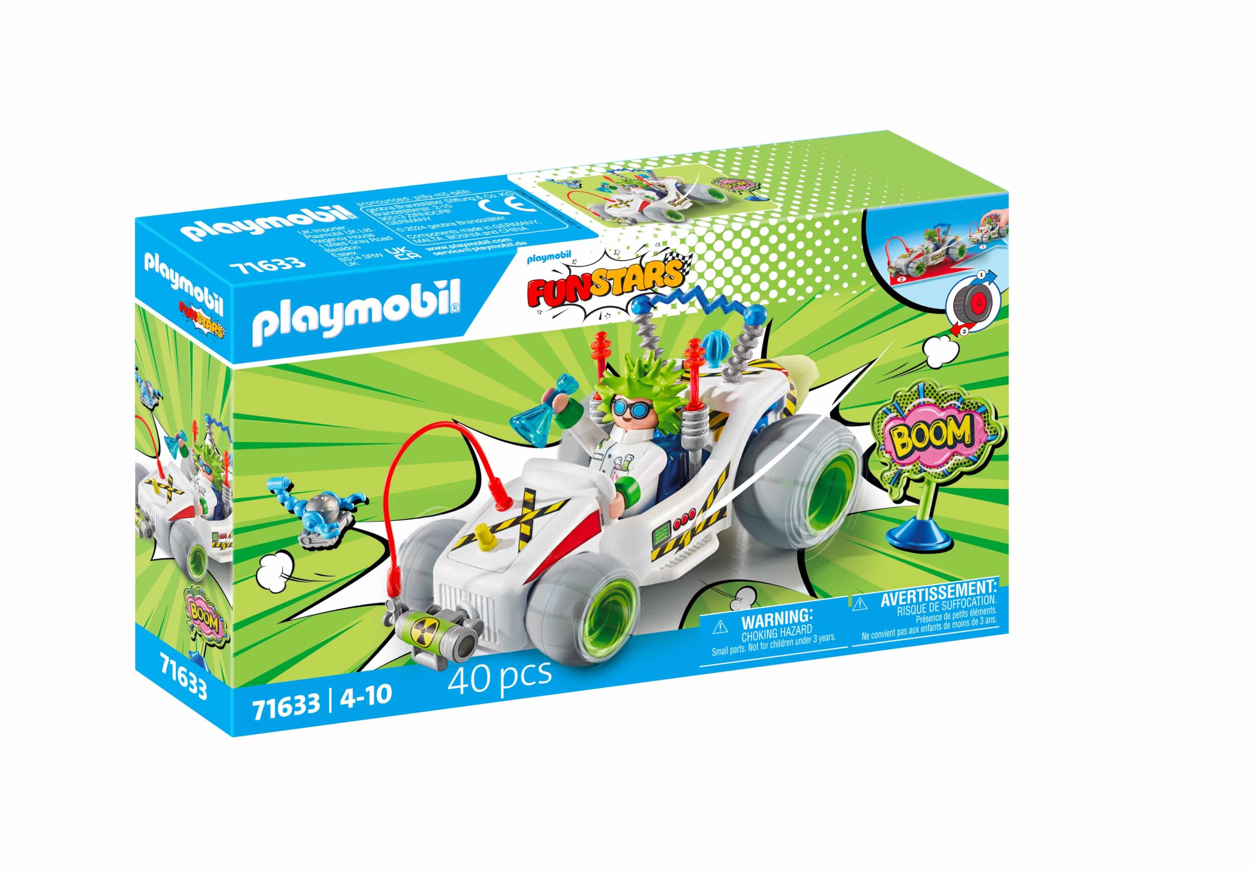 Playmobil 71633 Funstars: Racing Professor Playset with Retractable Motor Kart - Ages 4+ 4