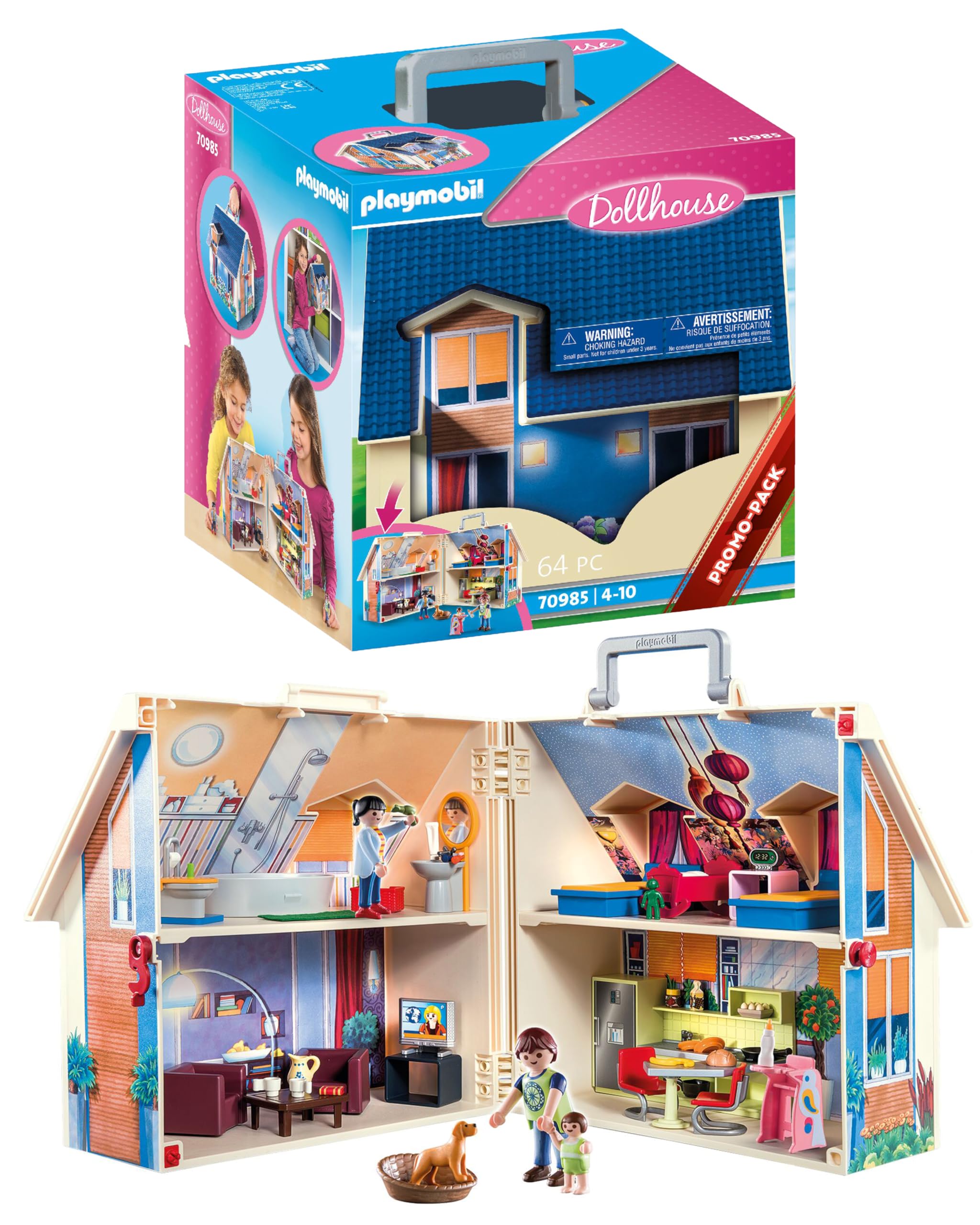 Playmobil Take Along Modern Doll House 70985 - Portable Fold-Out Playset for Ages 4+