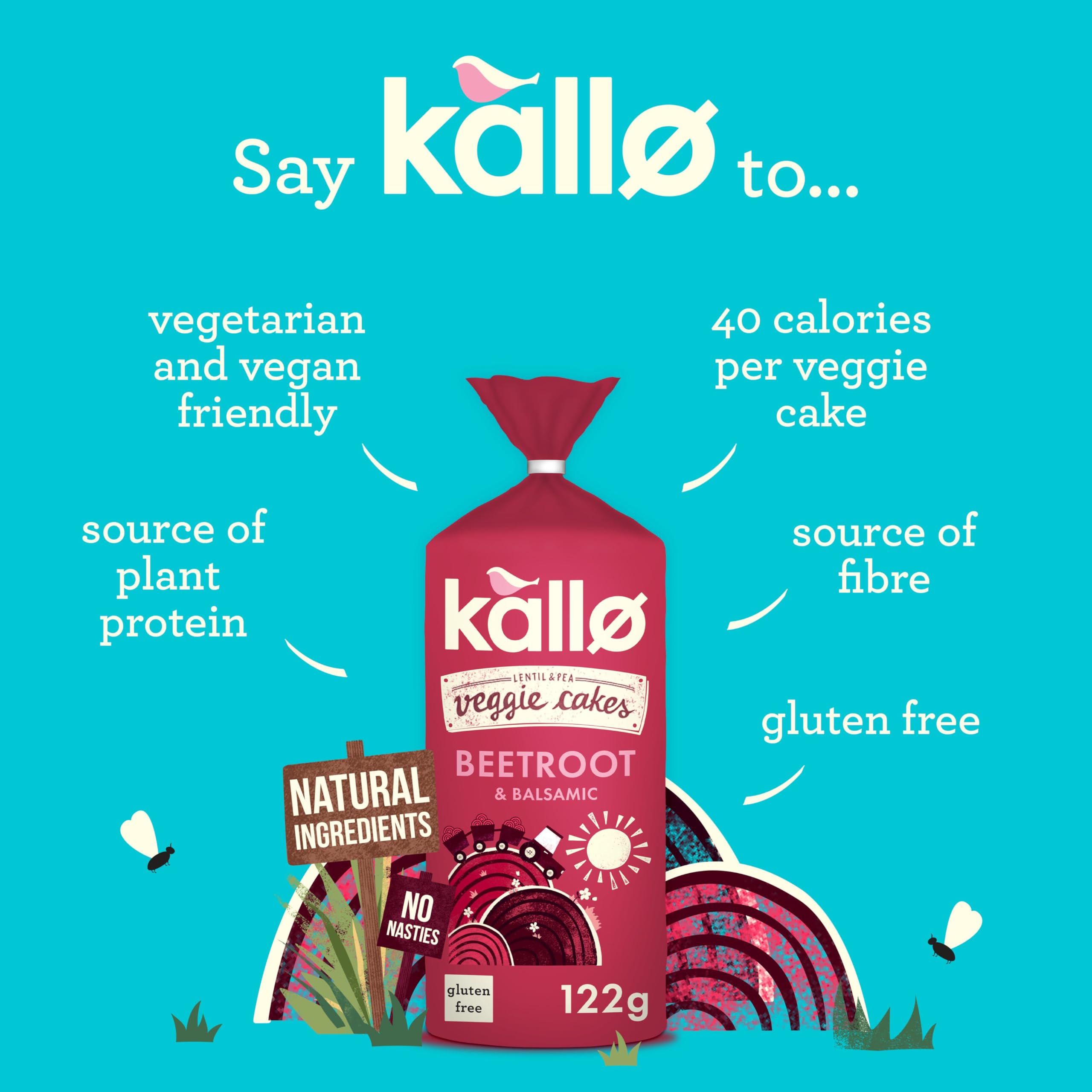Kallo Beetroot & Balsamic Veggie Cakes, Lentil & Pea Puffed Crackers – 122g 7