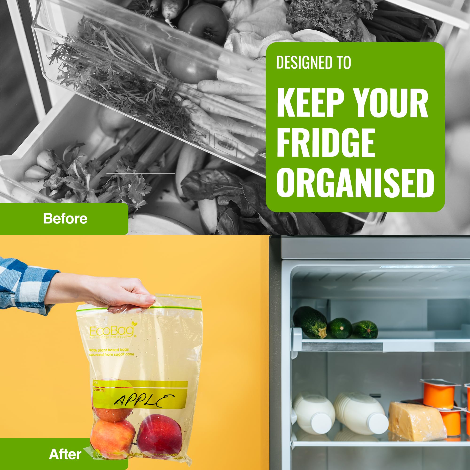 EcoBag 30 Pack Reusable Freezer/Sandwich Bags - 4.5L, 35 Microns, Clear 3