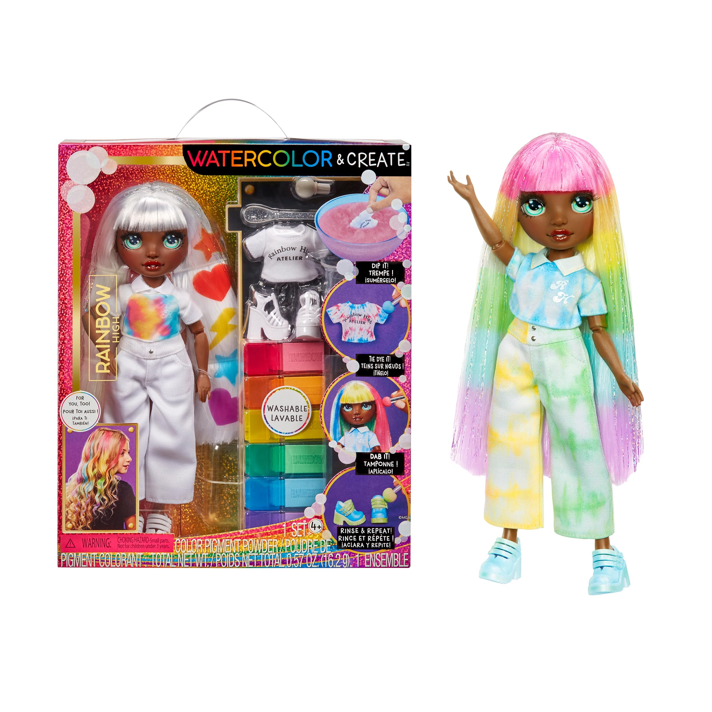 Rainbow High Watercolour & Create DIY Fashion Doll with Washable Watercolours - Kids 4-12+