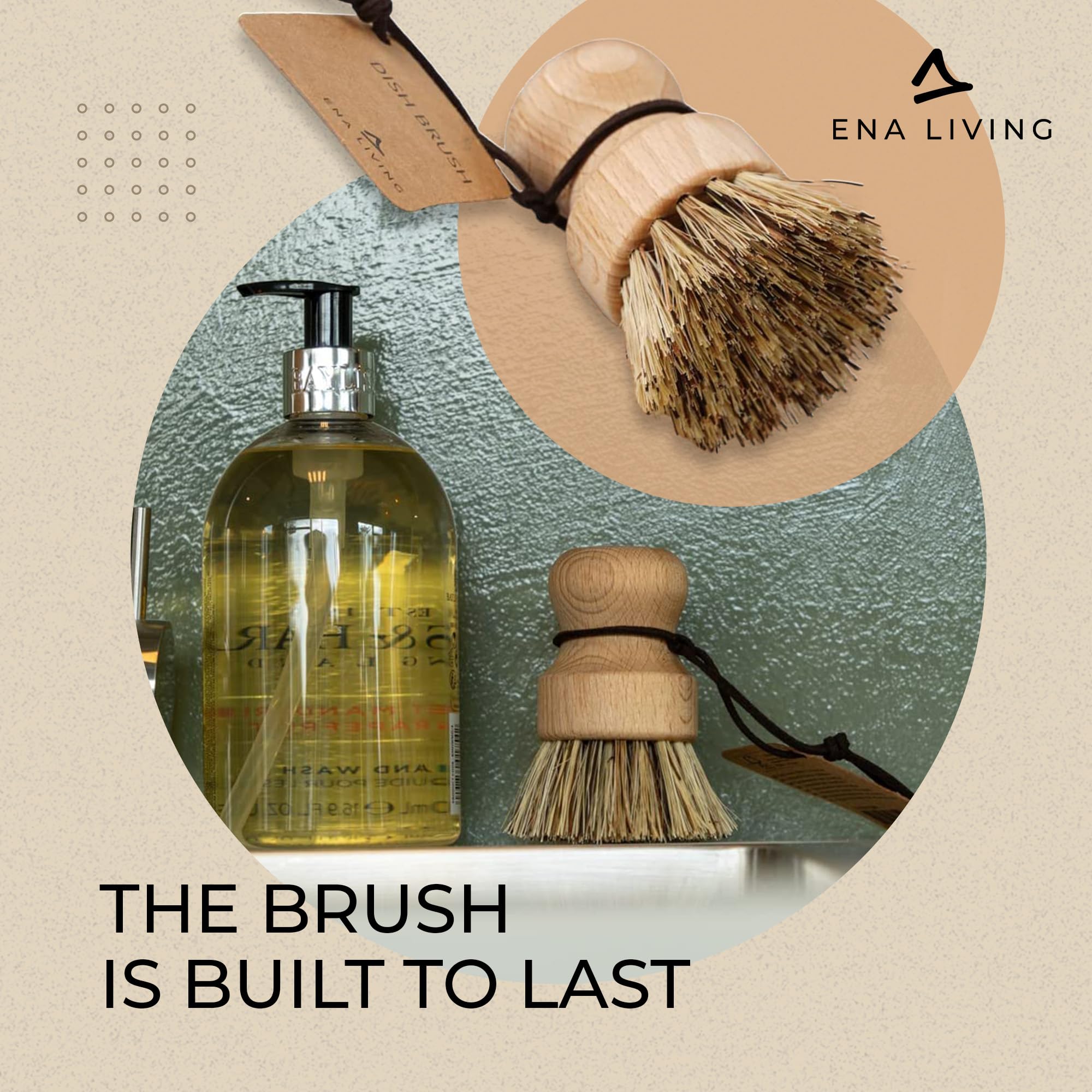 ENA Living - Wooden Pot Brush | FSC-Certified Beechwood with Coconut Fiber Bristles (9x6 cm) 14