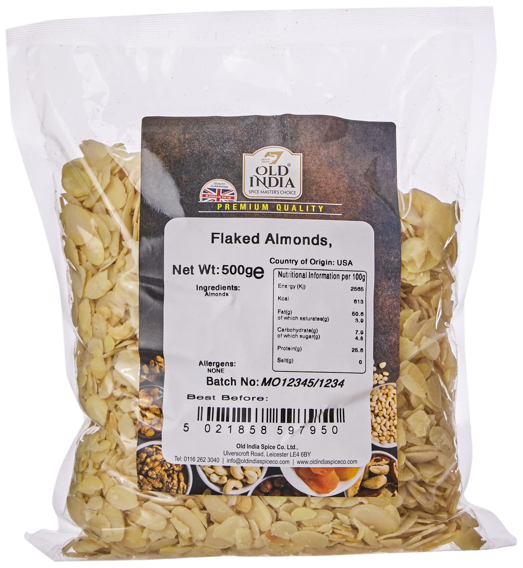 Old India Flaked Almonds - 100% Natural, Additive-Free | 500g