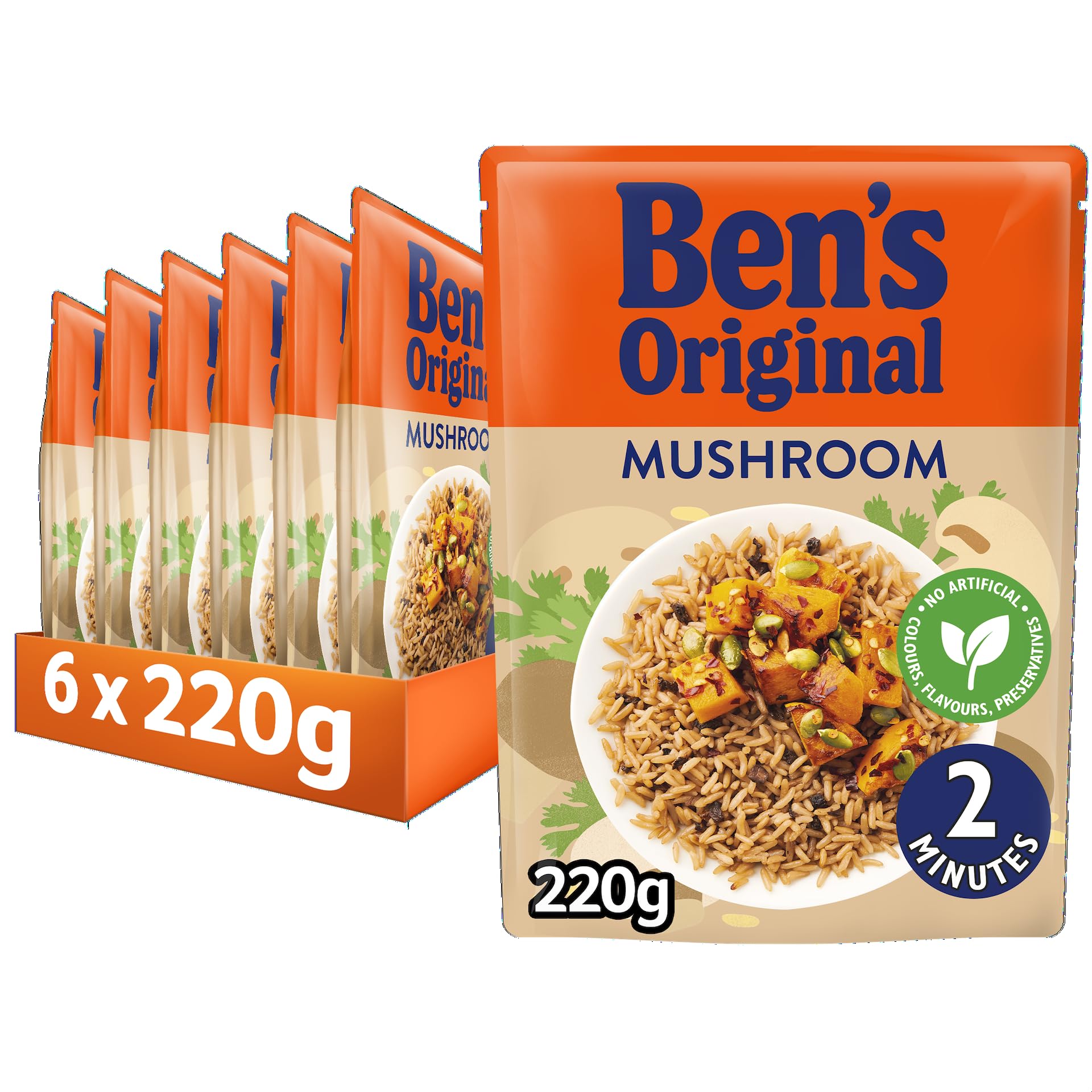 Ben's Original Mushroom Microwave Rice, 6 x 220g Pouches