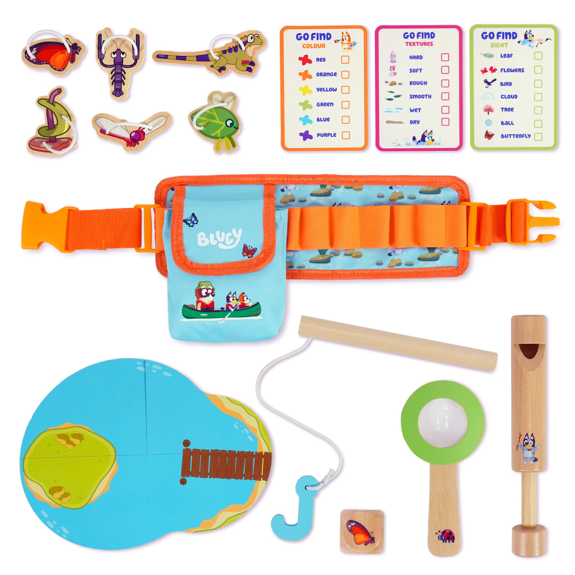 Bluey Adventure Belt 17 Piece Explorer Set with Compass and Magnifying Glass | Ages 4-8 | Unisex