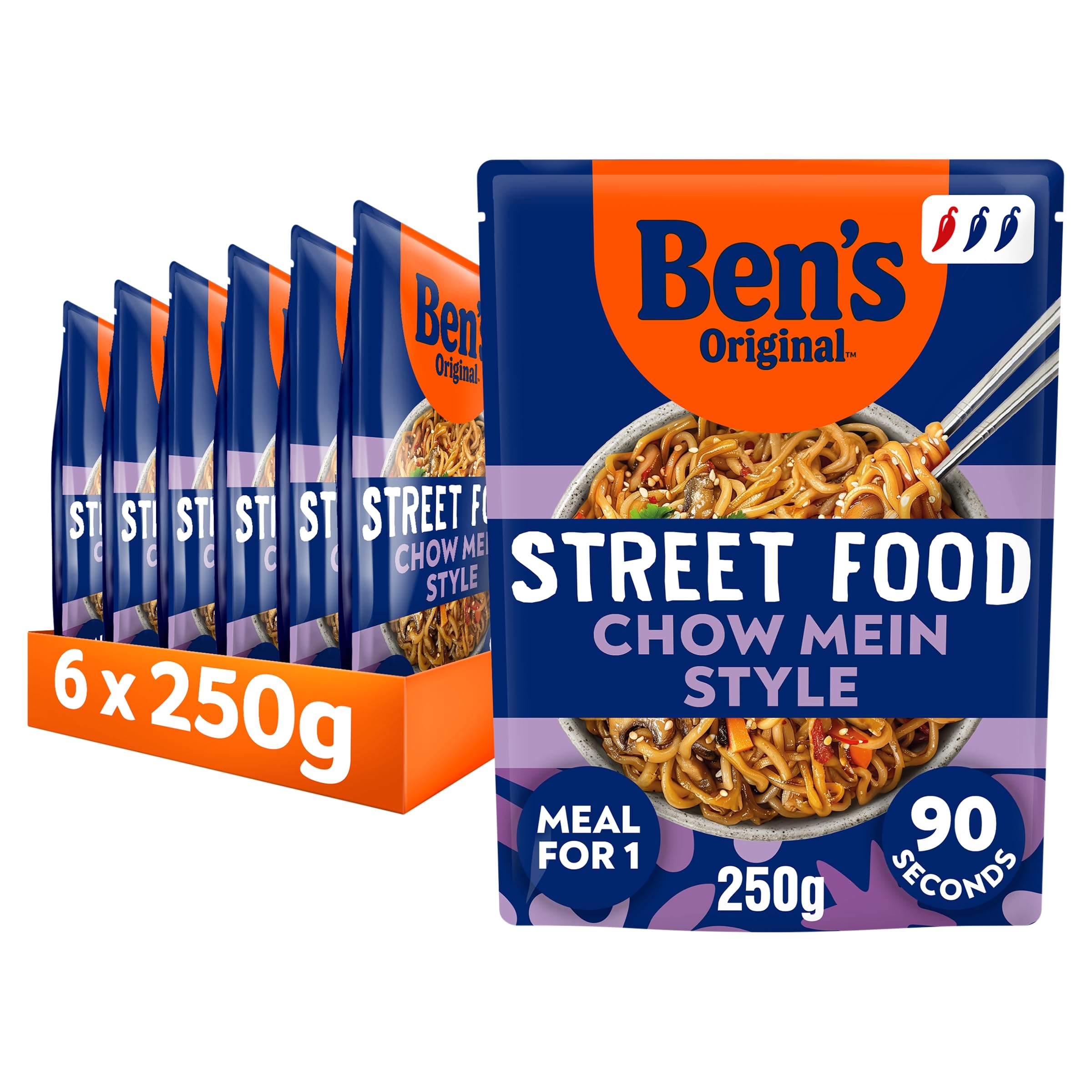 Ben's Original - Street Food Chinese Chow Mein Style Noodles Ready Meal (6x 250g)