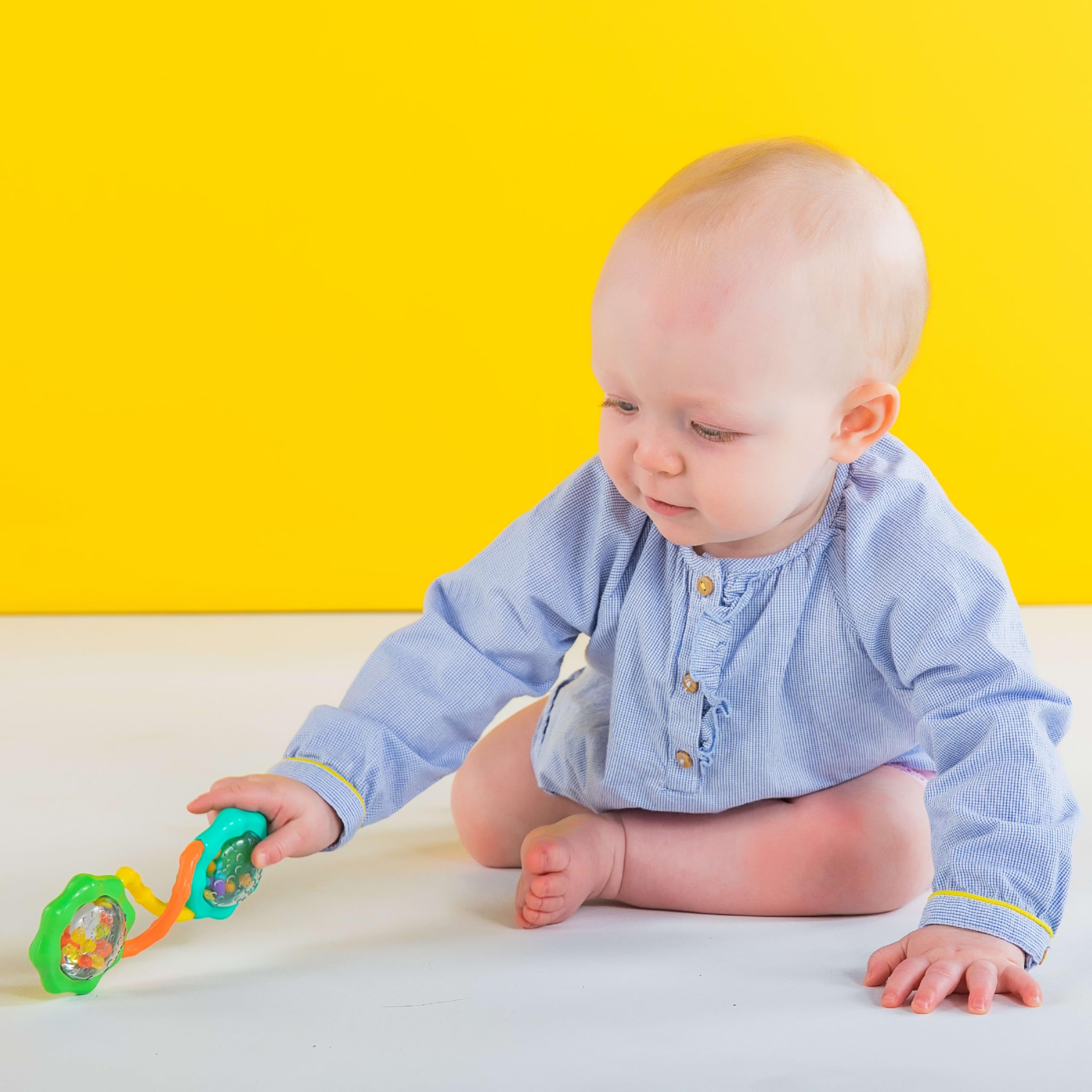 Bright Starts Rattle & Shake BPA-Free Baby Barbell Toy - Green, 3 Months+ 3