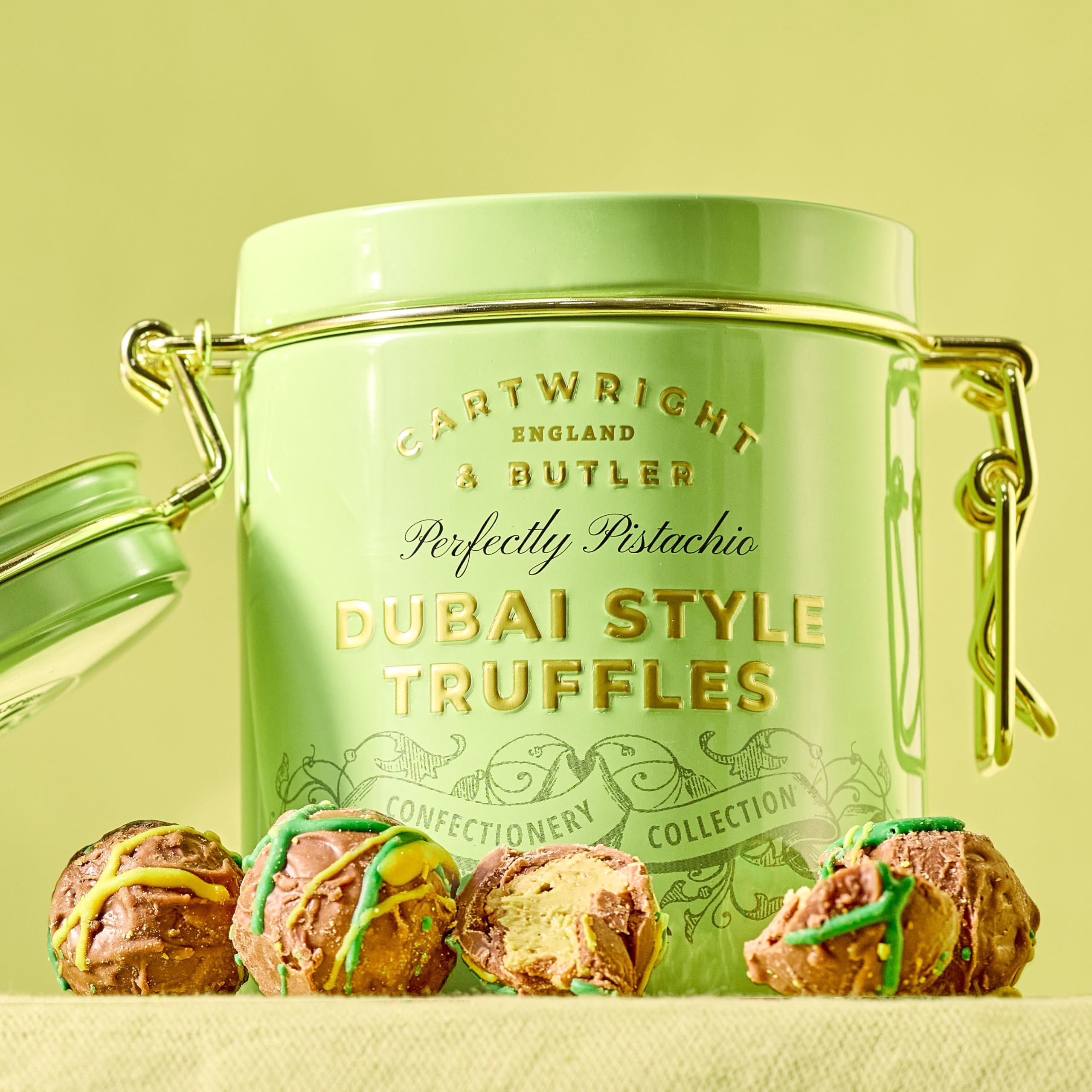 Cartwright & Butler Pistachio Dubai Style Chocolate Truffles - Limited Edition Gourmet Gift Tin 3