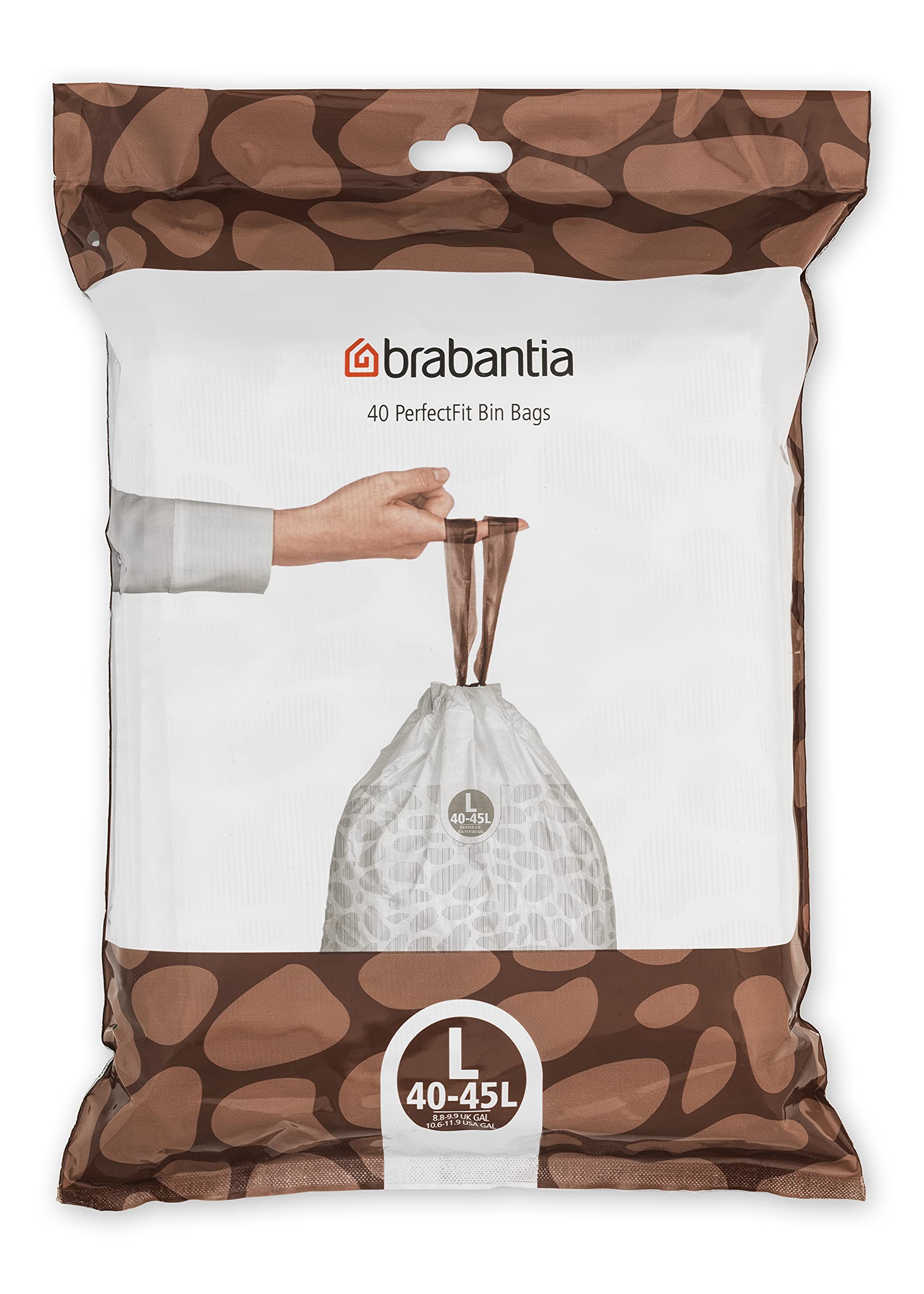 Brabantia PerfectFit Bin Liners - Tear-Resistant Plastic | 40 Count | 40-45 Litre Capacity | Code L 1