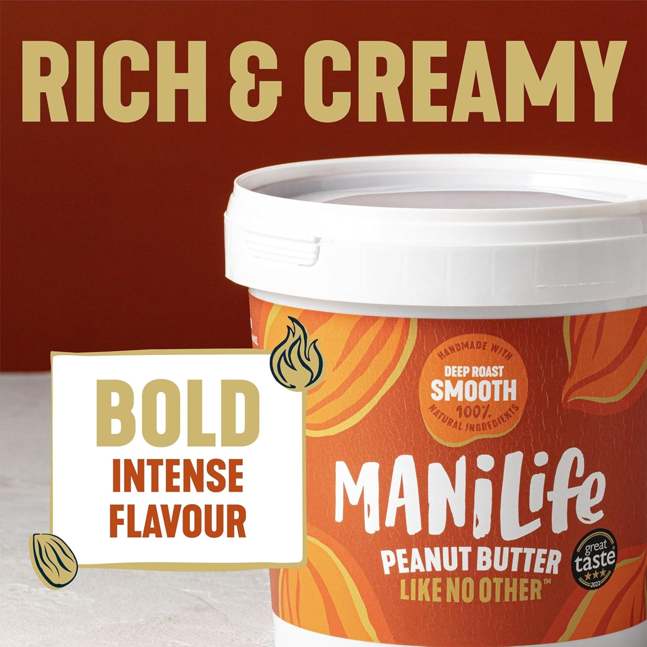 ManiLife Deep Roast Smooth Peanut Butter, 900g - Single Origin Argentine Peanuts, No Palm Oil, No Added Sugar, Vegan 3