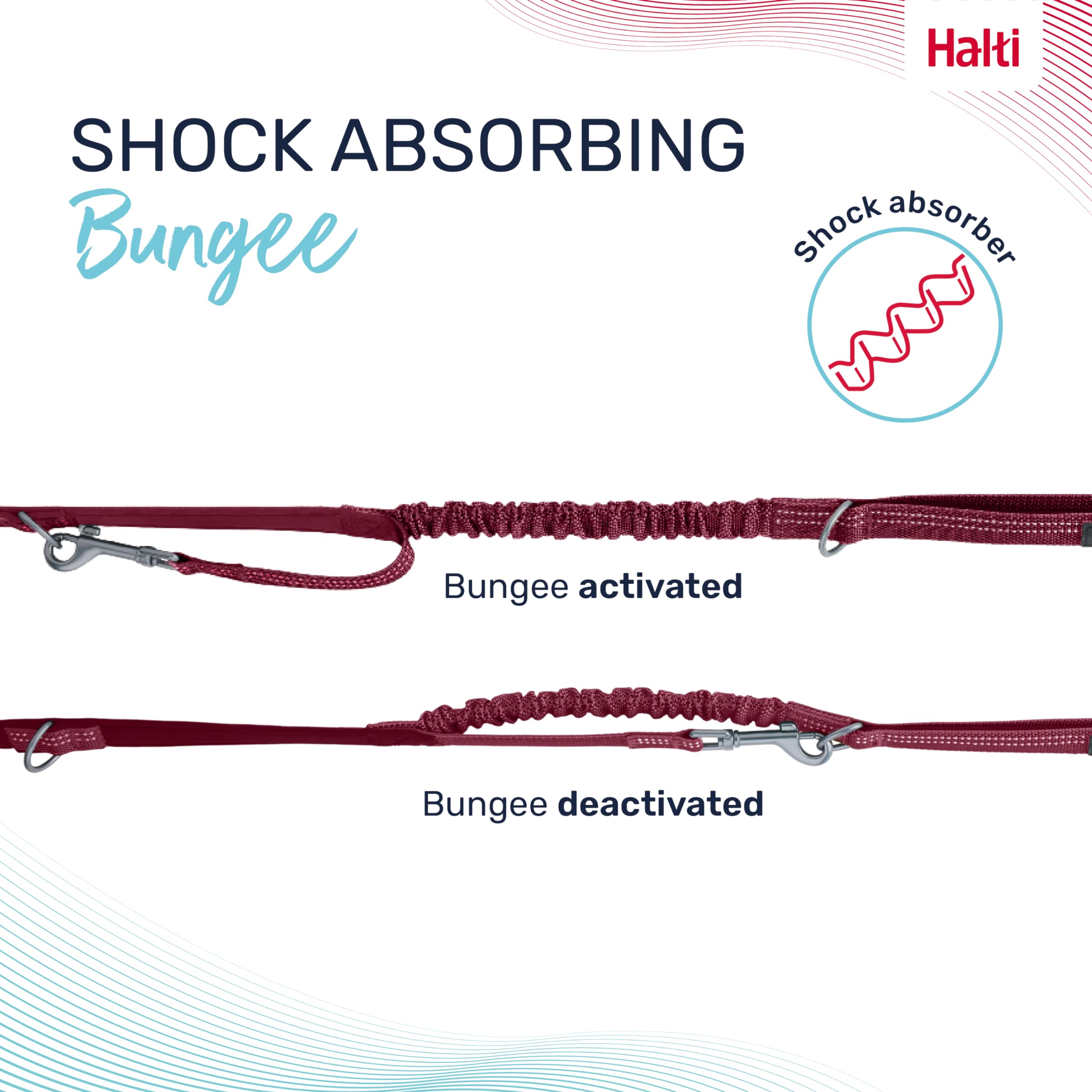 Halti Anatomy Multifunctional Dog Lead - Shock Absorbing Bungee | Size L, Magenta 3