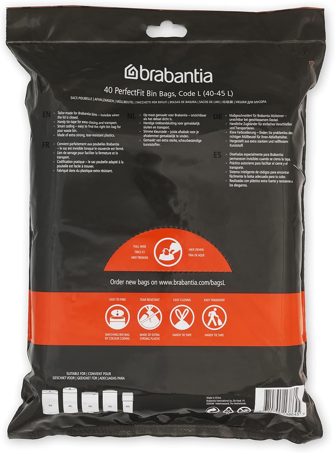 Brabantia - PerfectFit Bin Liners (Size L/40-45 Litre) Thick Plastic Trash Bags 7