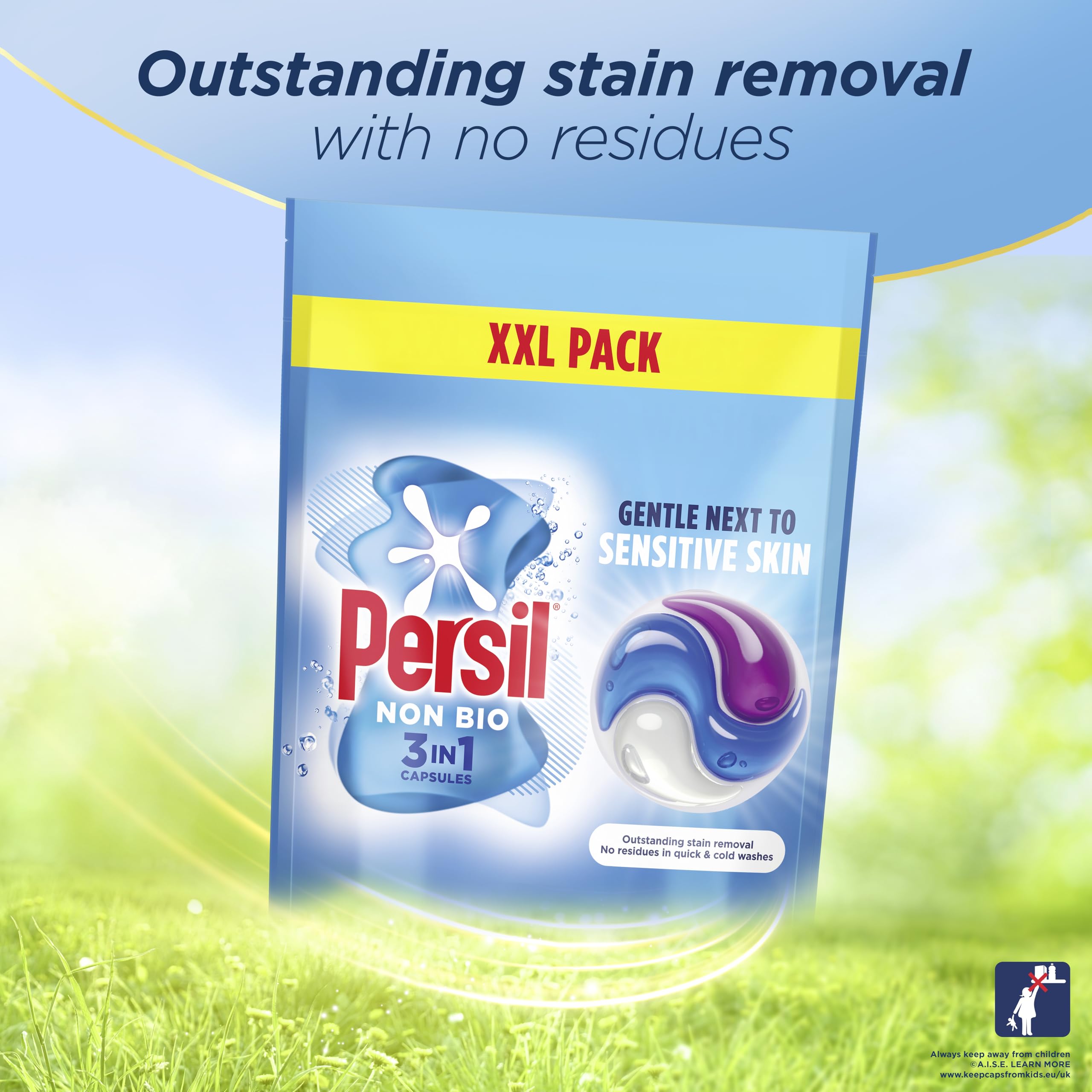 Persil Non Bio 3 in 1 Washing Capsules - Gentle on Skin | 58 Count | Outstanding Stain Removal 3