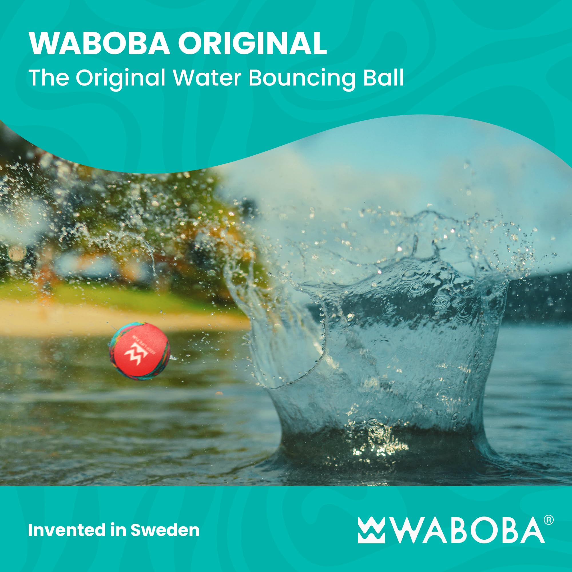Waboba Original Water Bouncing Ball – Teal Pebbles | Gel Core | Ages 8+ 2
