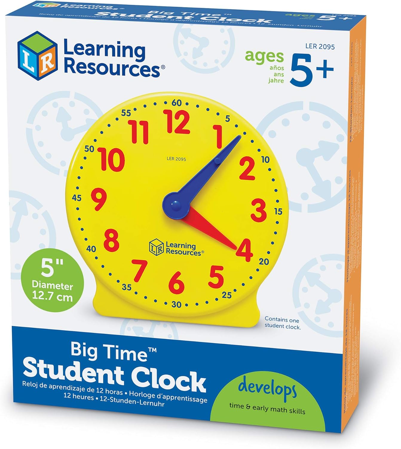 Learning Resources Big Time Student Clock - Geared 12-Hour Teaching Clock for Kids 5-9 Years 4
