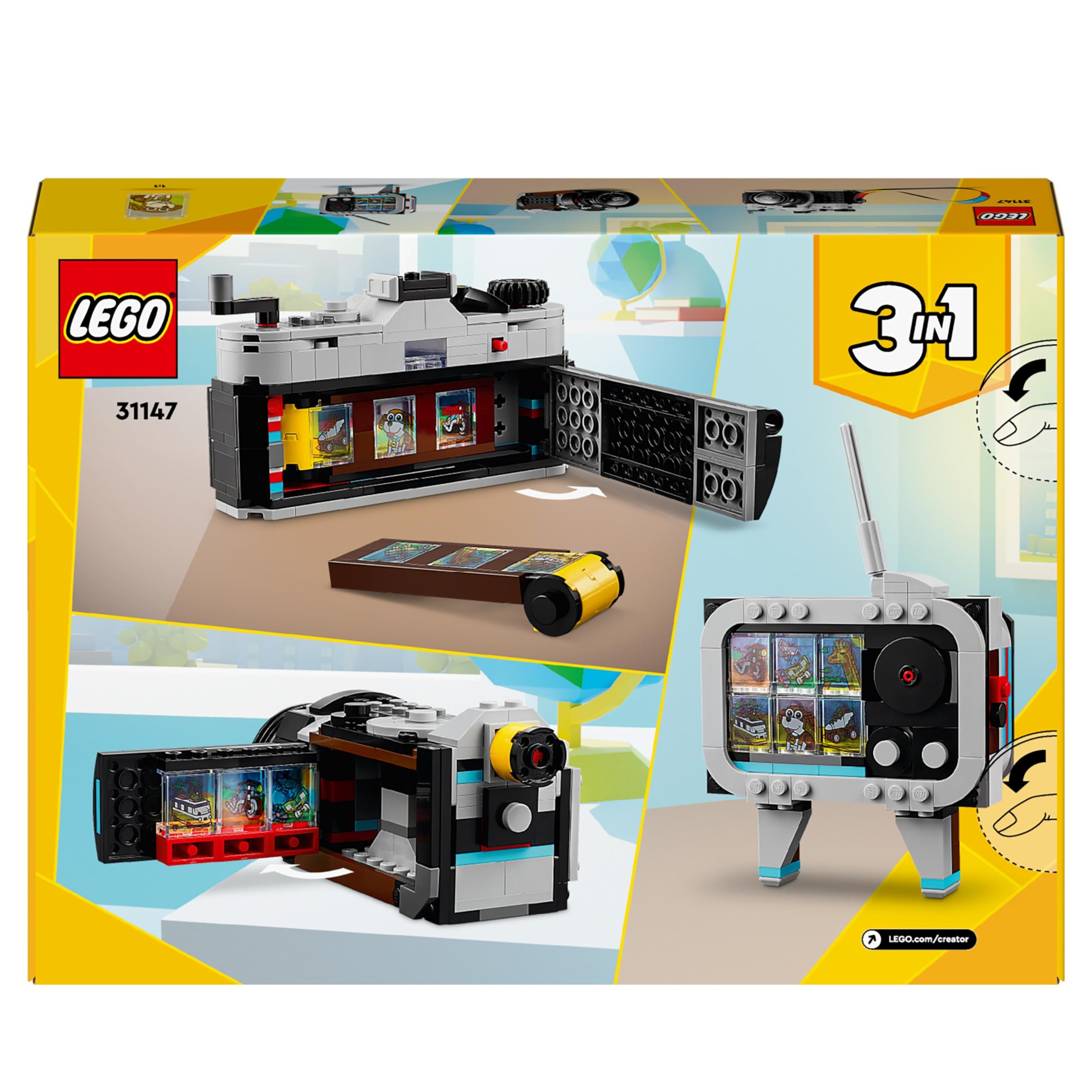 LEGO Creator 3in1 Retro Camera Set - Build a Camera, Video Camera & TV - 261 Pieces for Ages 8+ 7