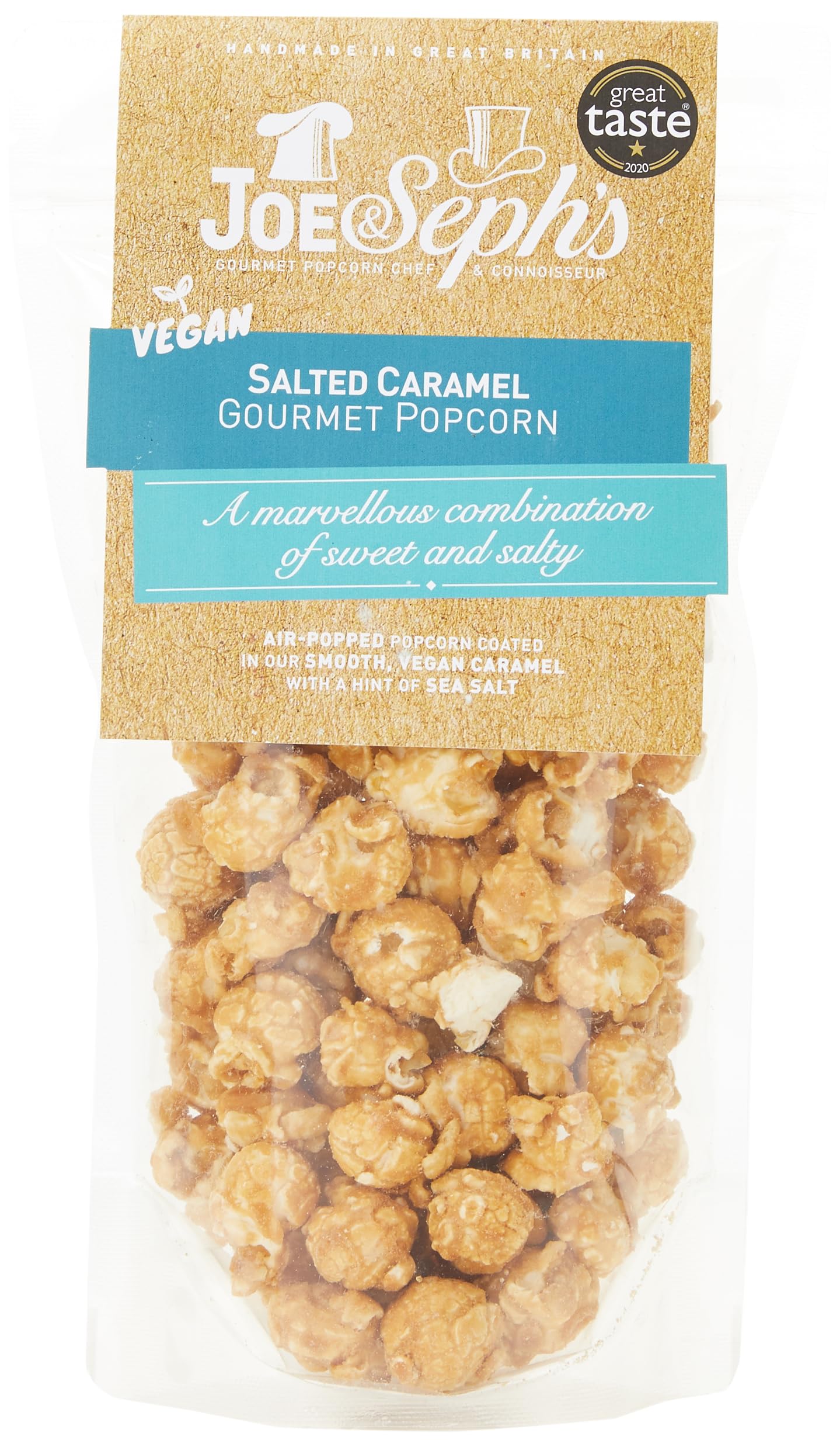Joe & Seph's Vegan Salted Caramel Popcorn (80g) - Gourmet Air-Popped Sweet Snack