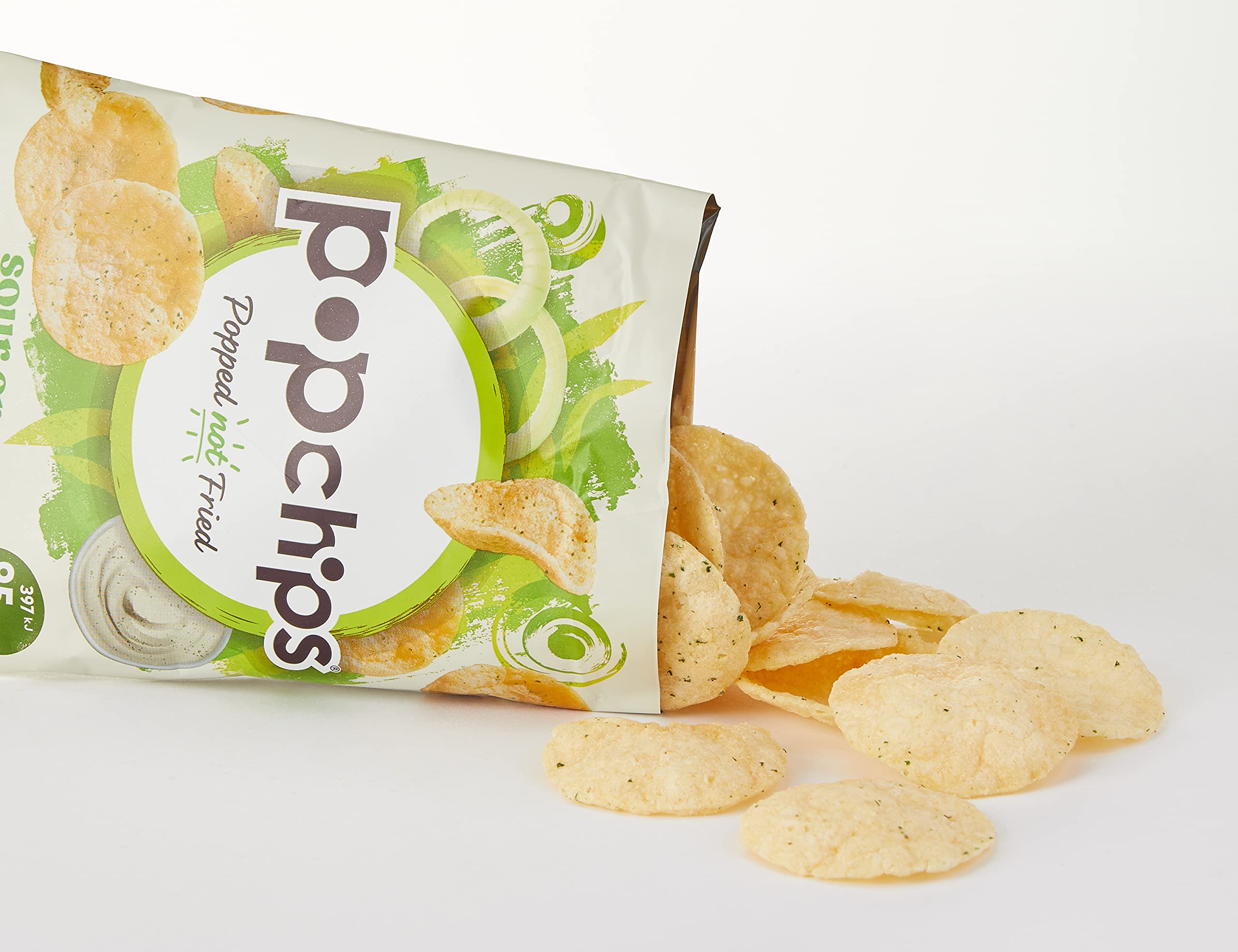 Popchips Sour Cream and Onion Popped Potato Chips - 24 Pack of 23g Bags | Less Than 100 Calories 2