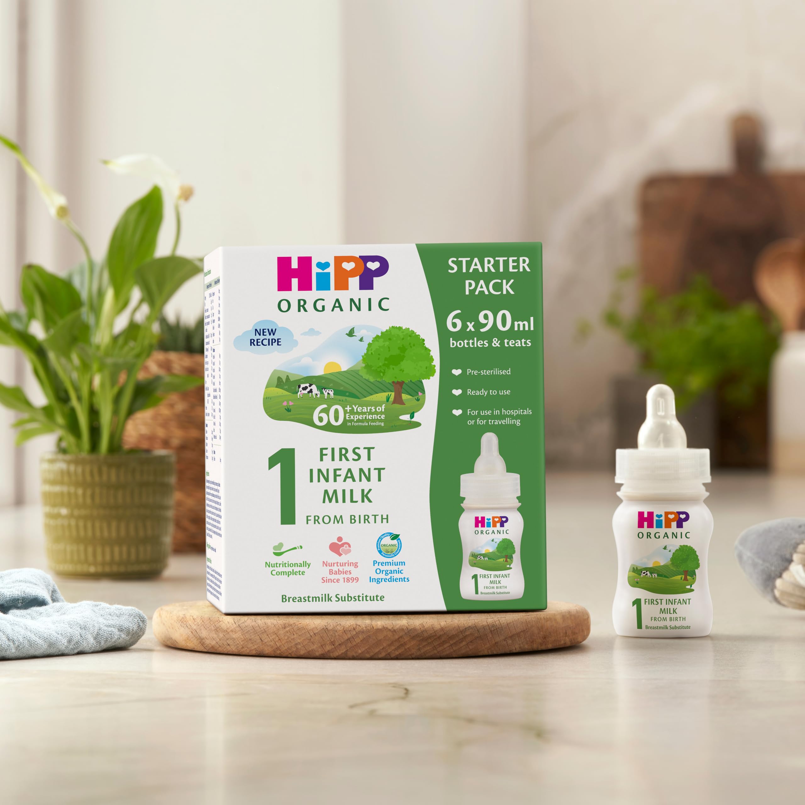 HiPP Organic 1 First Infant Baby Milk Ready to Feed Liquid Formula Starter Pack (6 × 90ml) 6