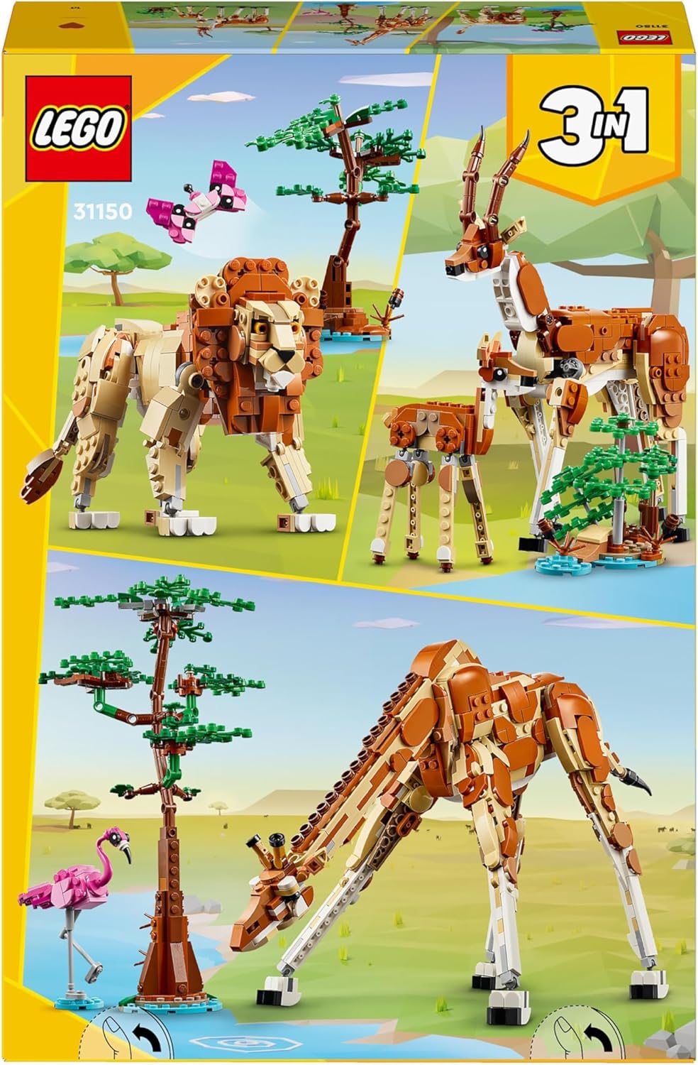LEGO Creator 3in1 Wild Safari Animals - Buildable Giraffe, Gazelle & Lion Playset for Kids 9+ 5