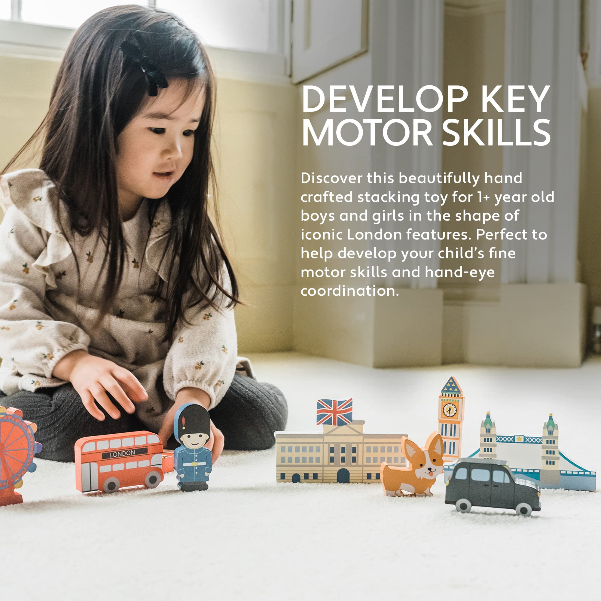 Orange Tree Toys Wooden Stacking Toy - London Bus & Landmarks Set for 1+ Year Olds 5