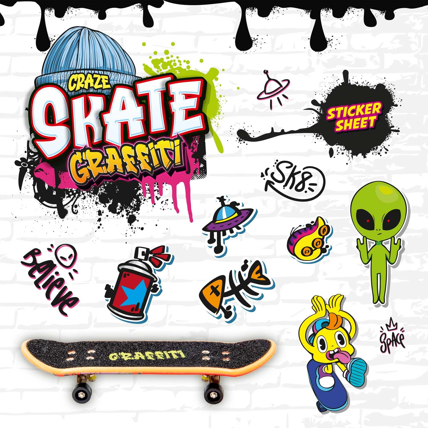 CRAZE SKATE Fingerboard Set Graffiti Edition - 4-Pack Mini Skateboards for Kids 4
