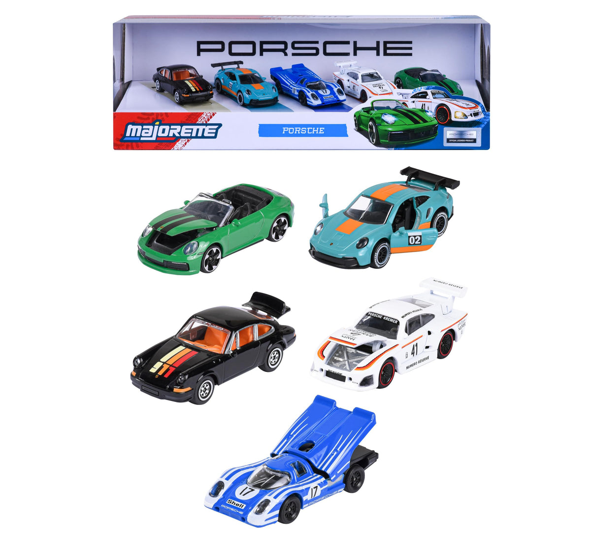 Majorette Porsche 5 Pieces Giftpack - 5 Die-Cast Cars, 1:64 Scale
