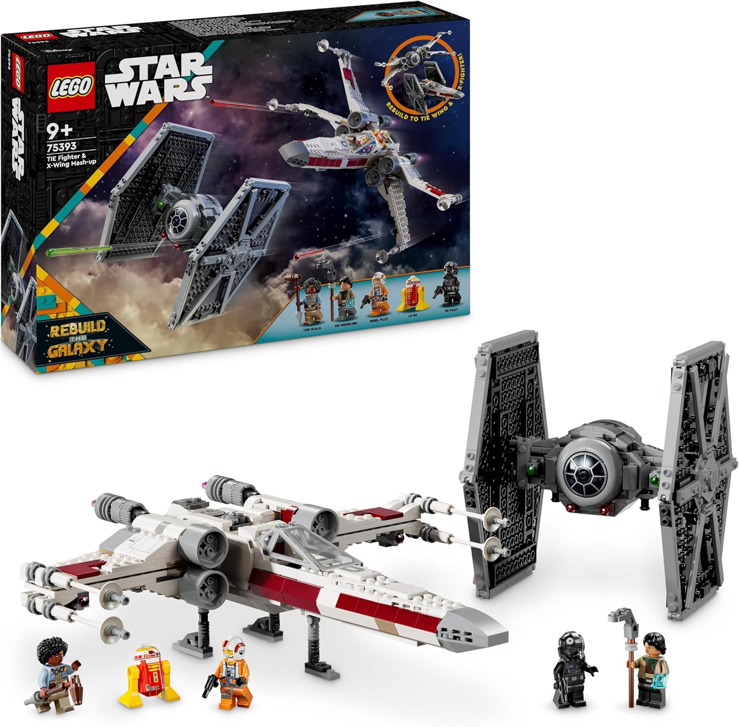 LEGO Star Wars TIE Fighter & X-Wing Mash-up Set - Rebuildable Starfighter Building Toy for Ages 9+
