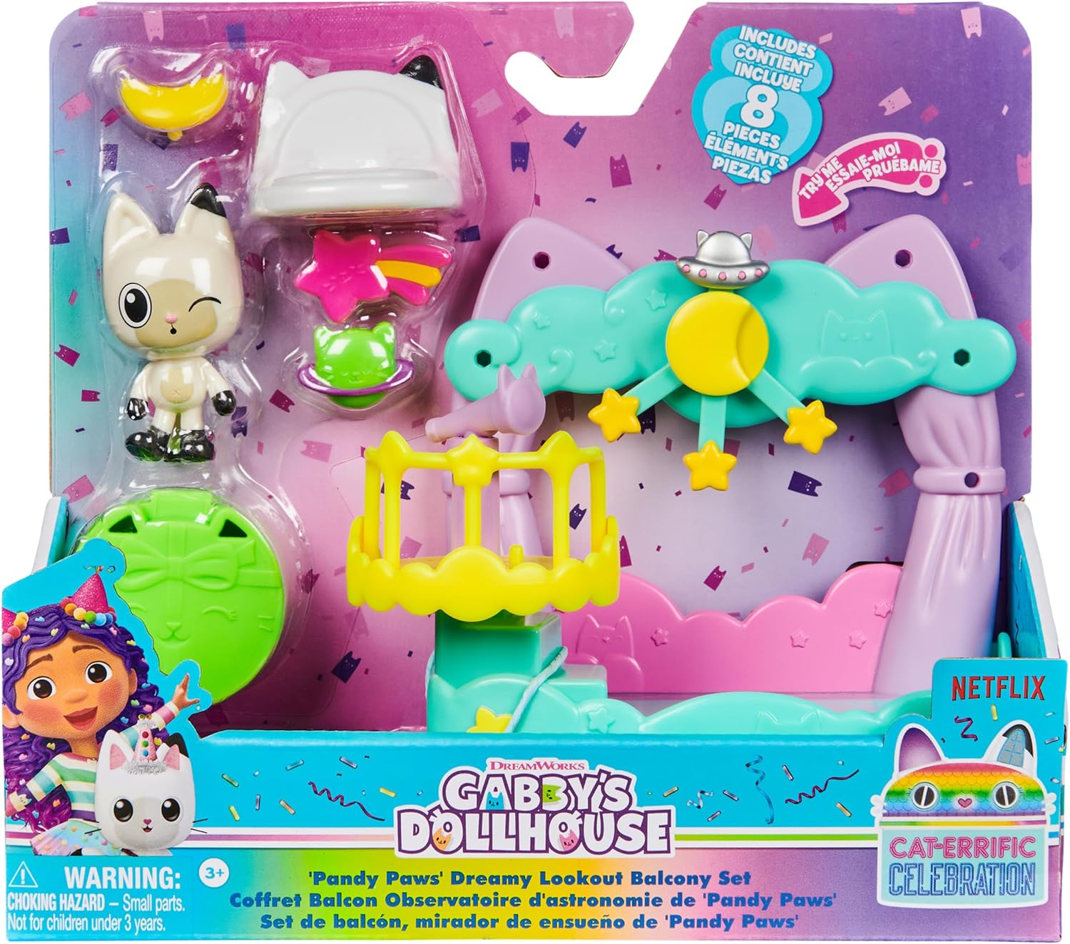 Pandy Paws Dreamy Balcony Playset - 8-Piece Dollhouse Toy with Figure & Accessories 4