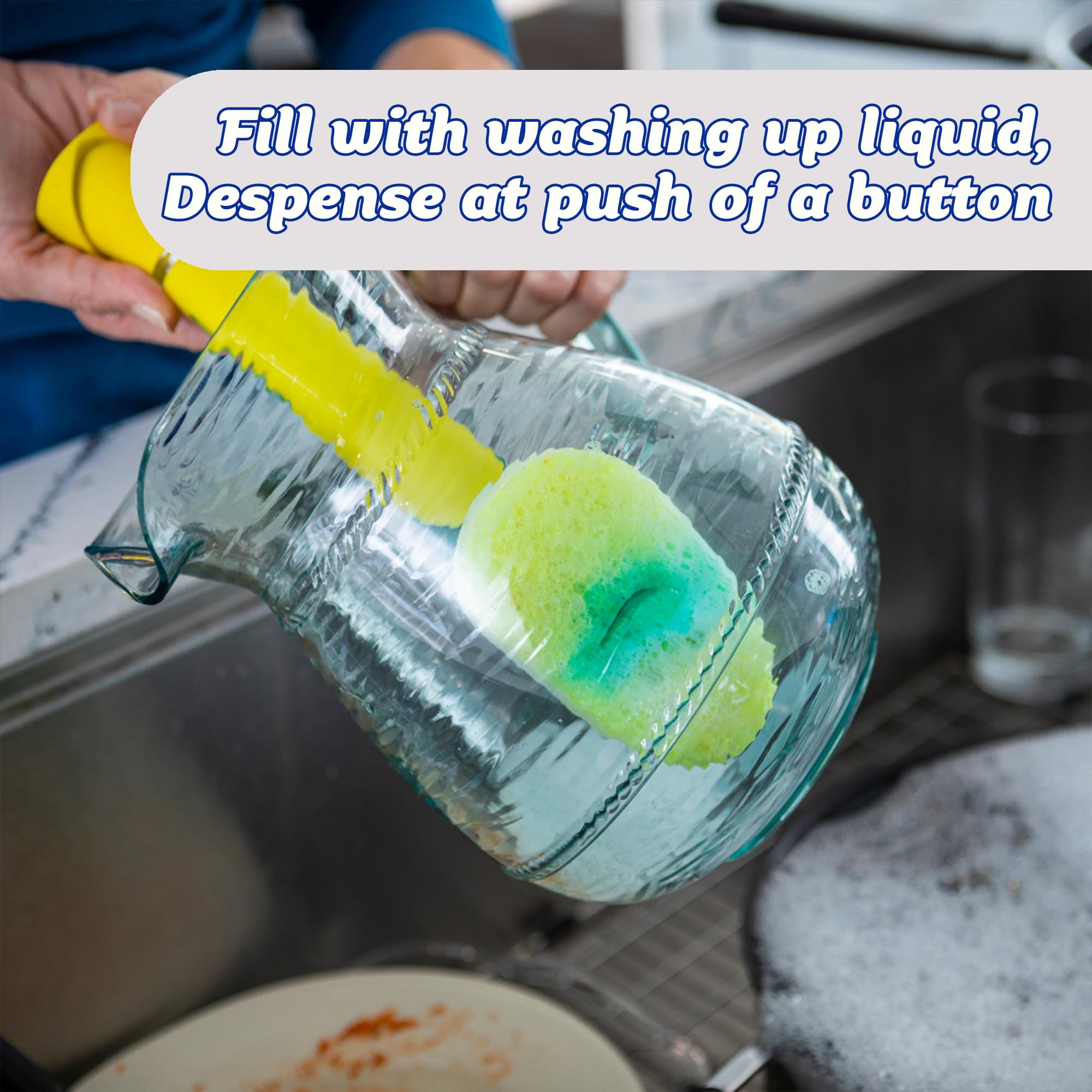 Scrub Daddy Dish Daddy Wand & Connector Head - Soap Dispensing Dish Brush with Replaceable Heads 7