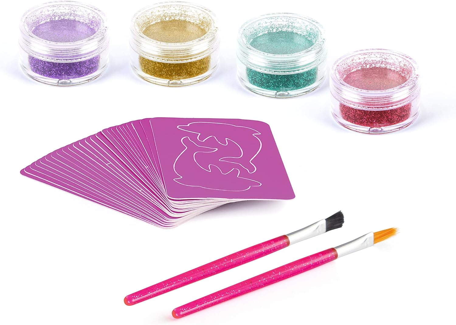 FabLab Glitter Tattoos Kit with Bioglitter – 28 Designs & 4 Sparkly Colors 6