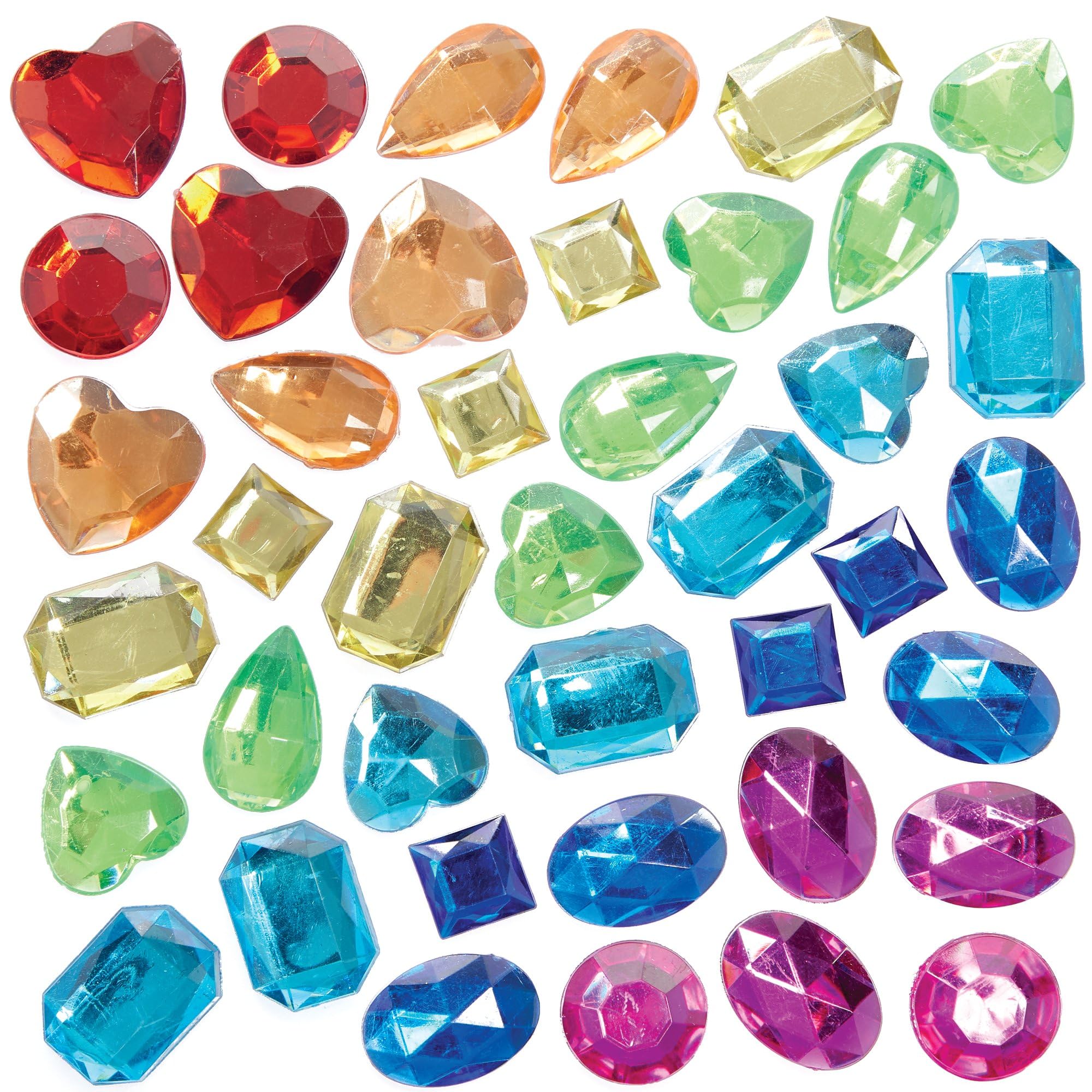 Baker Ross FC759 Large Rainbow Self-Adhesive Gems - Pack of 120 | 15mm-25mm | Plastic 1