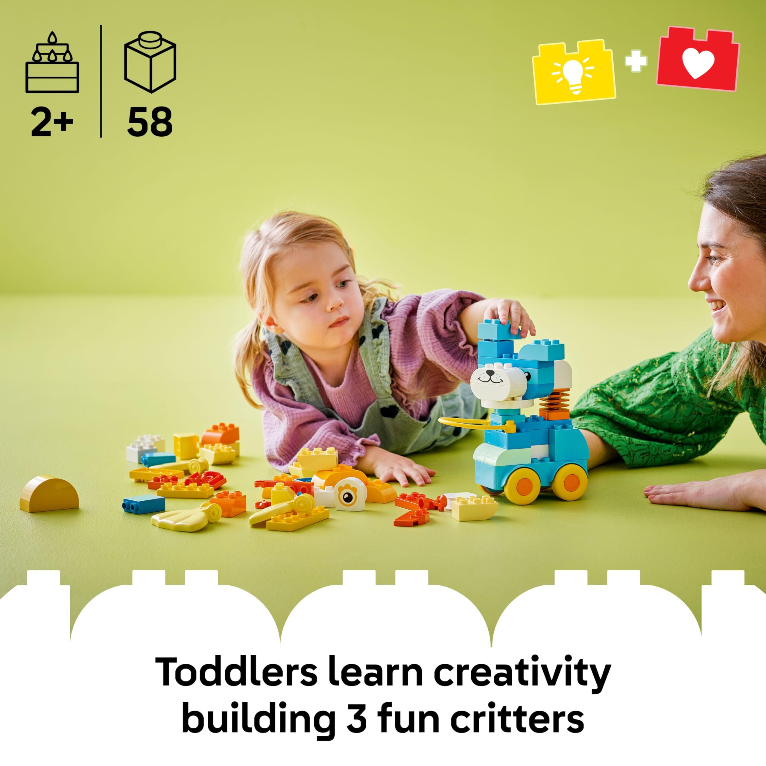 LEGO DUPLO 3in1 Animals on Wheels - Educational Building Toy for Toddlers 2+ 6