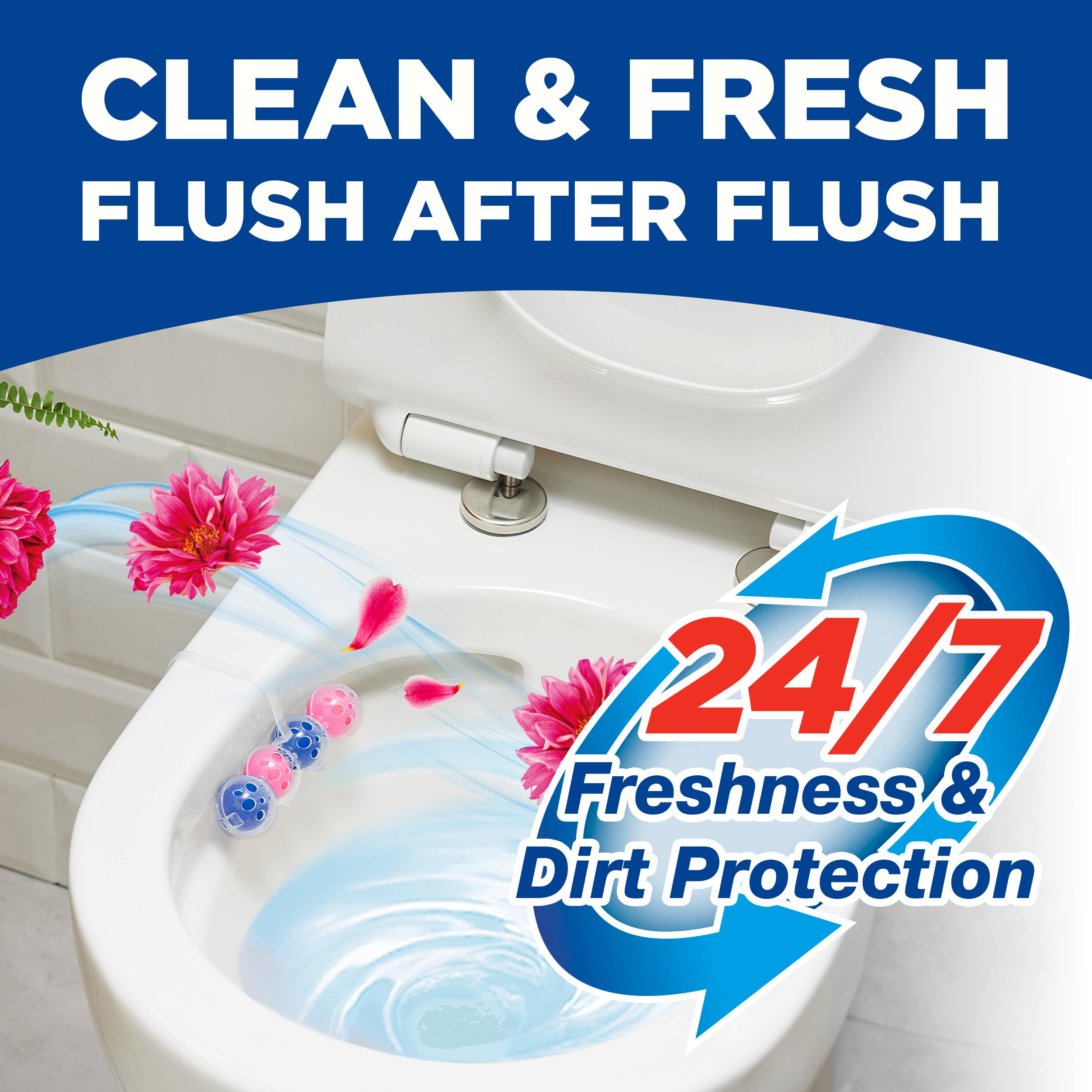 Bloo Power Active Toilet Rim Block - Fresh Flowers Scent with Anti-Limescale, 3 Pack 4