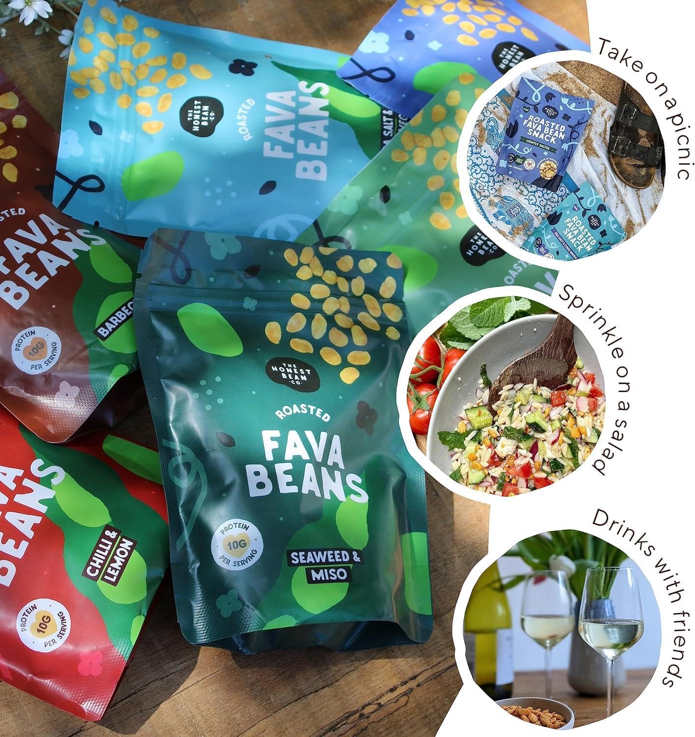 The Honest Bean Co Roasted Fava Beans Lightly Salted High Protein Vegan Snack 120g 6